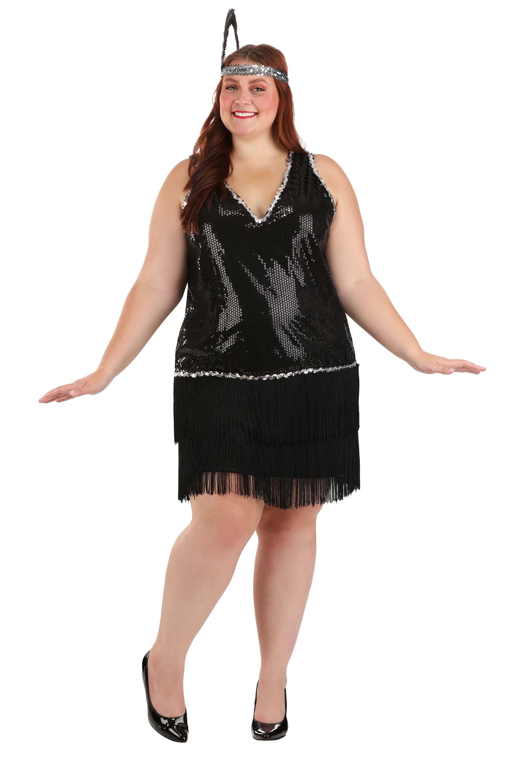 Plus Size Onyx Flapper Costume for Women