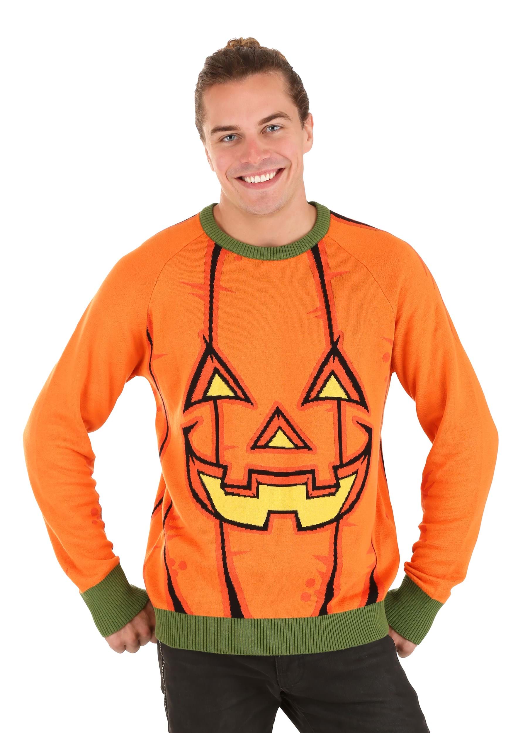 Adult Pumpkin Face Halloween Sweater