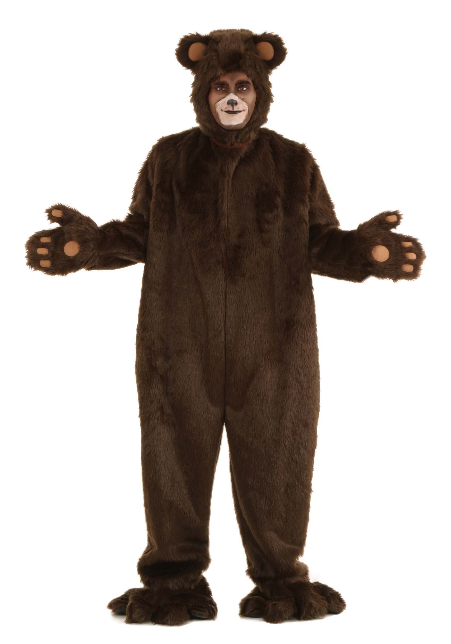 Plus Size Deluxe Furry Brown Bear Adult Costume | Animal Costumes