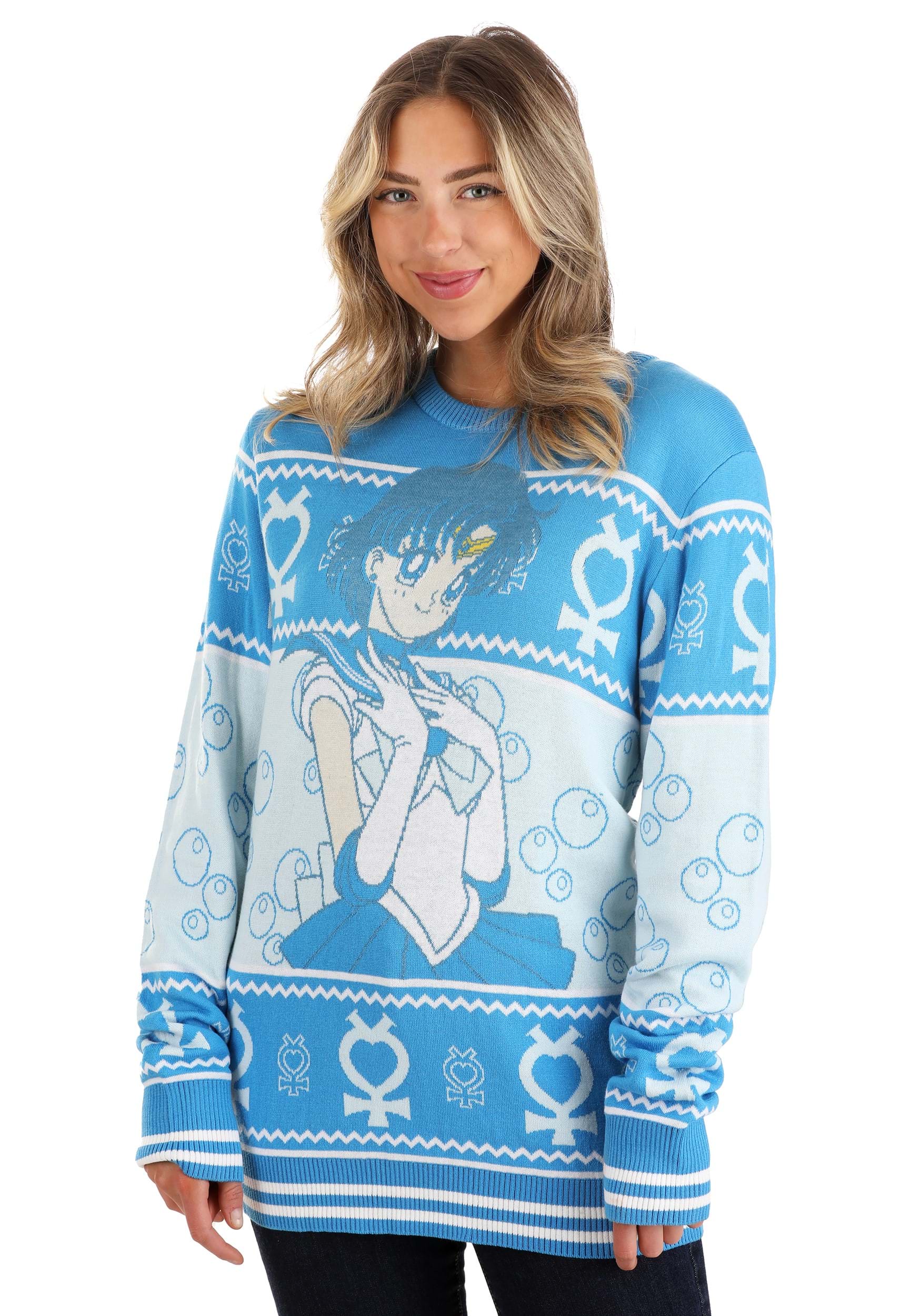 Sailor Moon Sailor Mercury Ugly Sweater for Adults | Holiday Sweaters