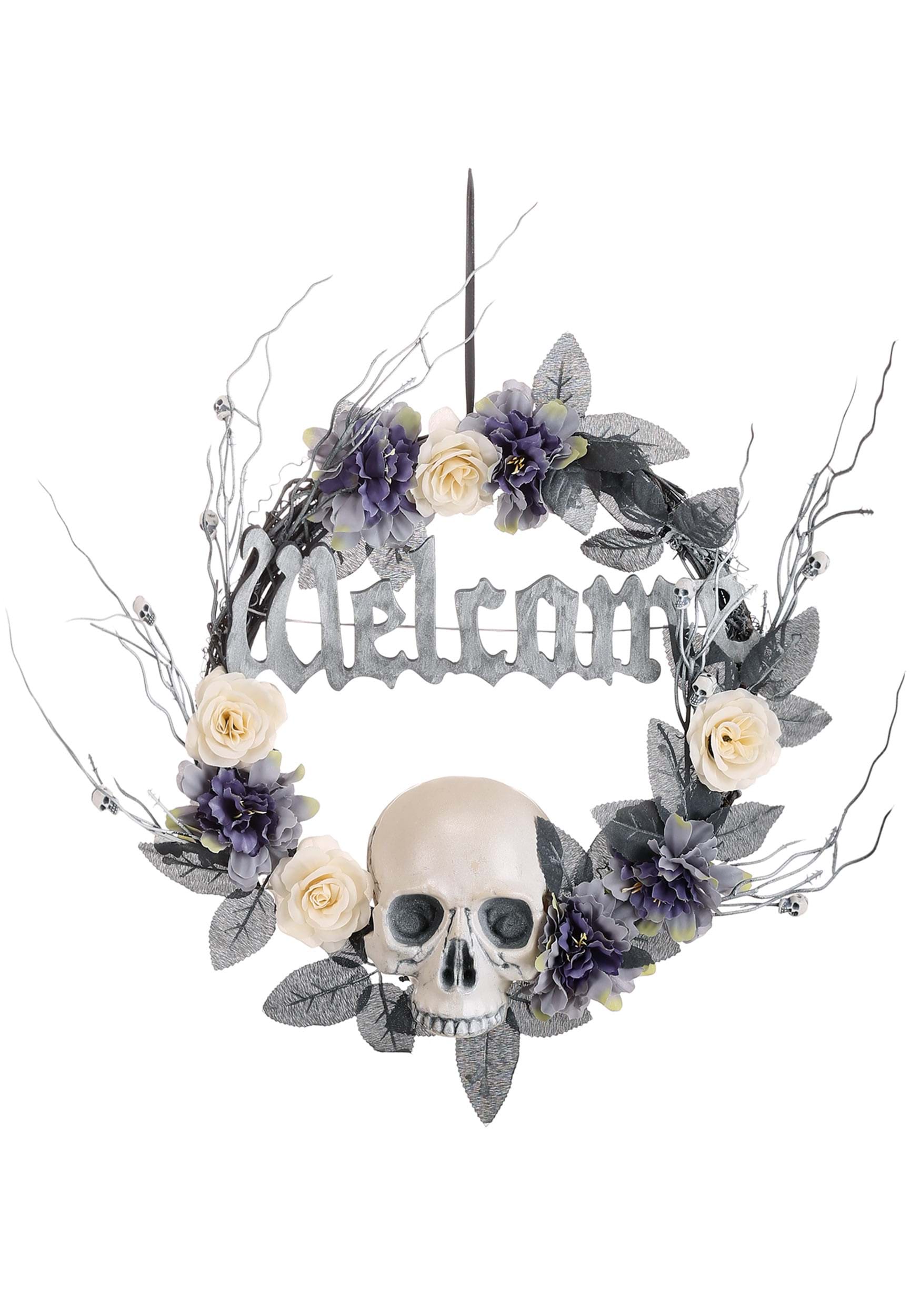 16 Welcome Skull Wreath Decoration | Halloween Wreath