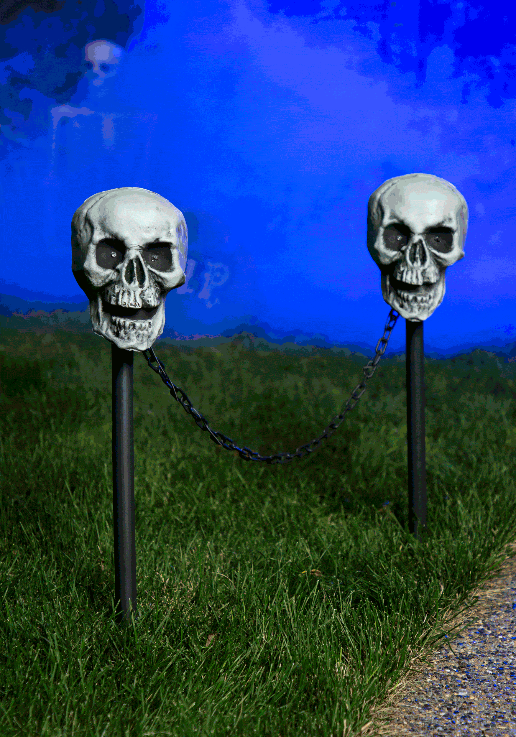 4 Piece Light Up Skull Pathway Halloween Decoration