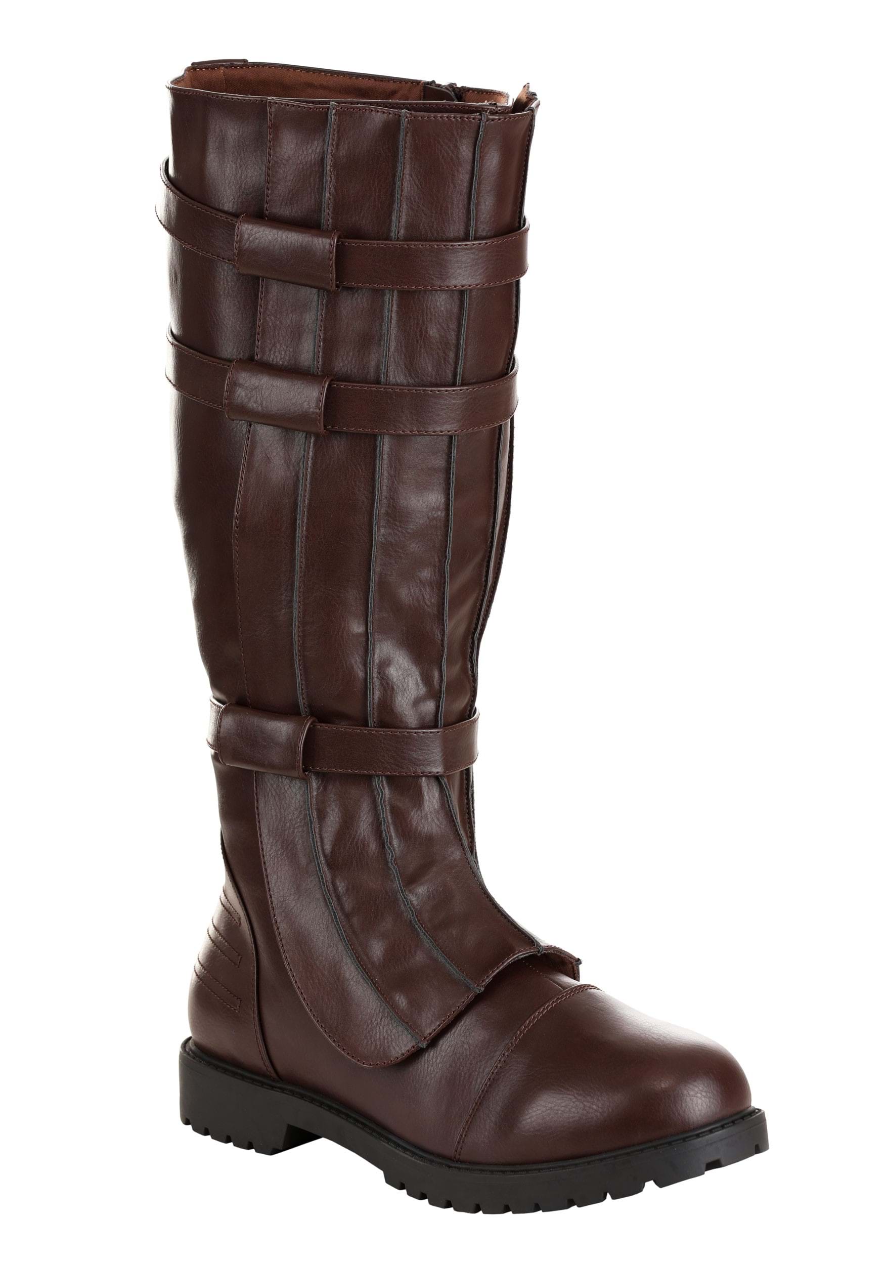Adult Brown Costume Boots with Straps | Costume Boots