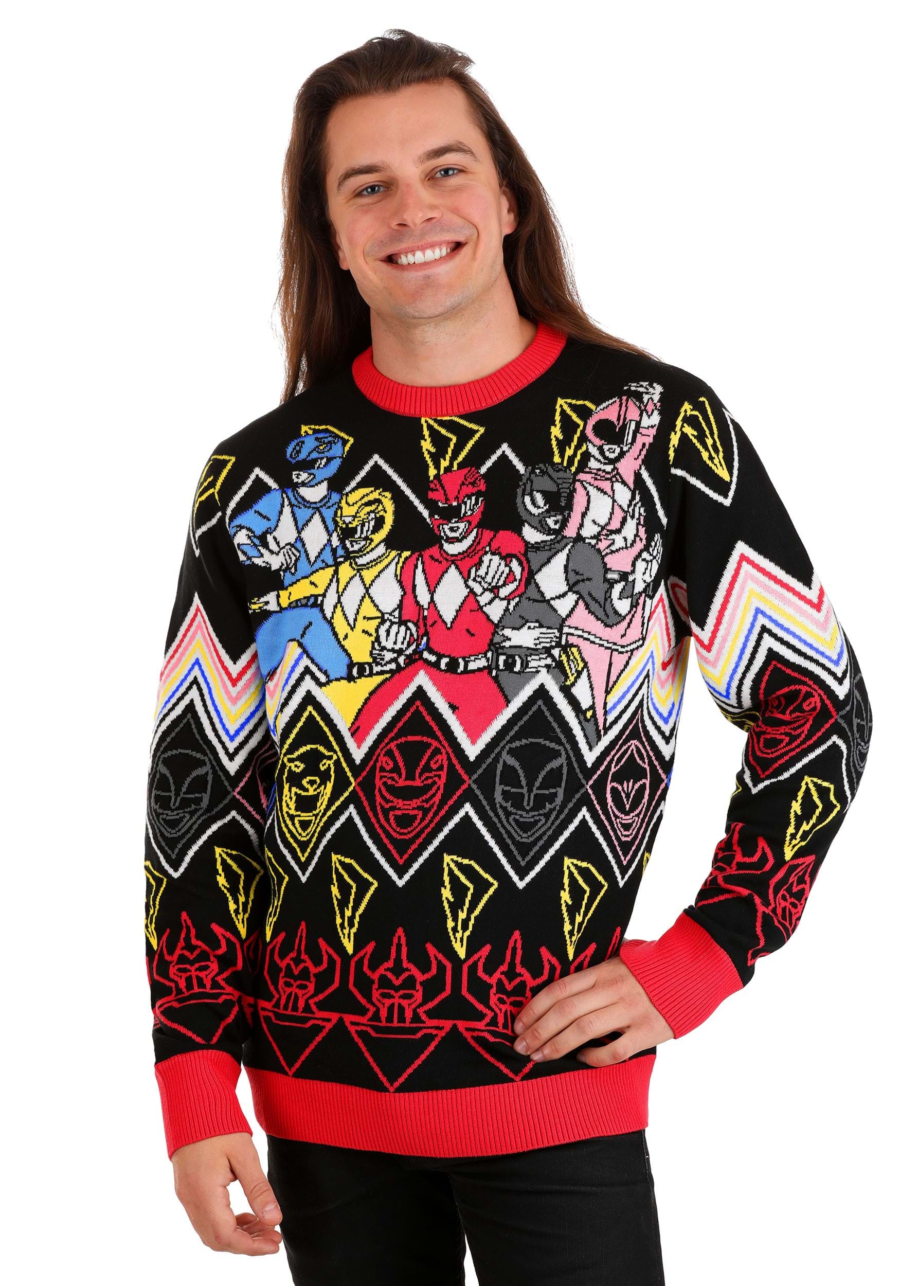 Heroic Pose Power Rangers Adult Sweater | Power Ranger Apparel