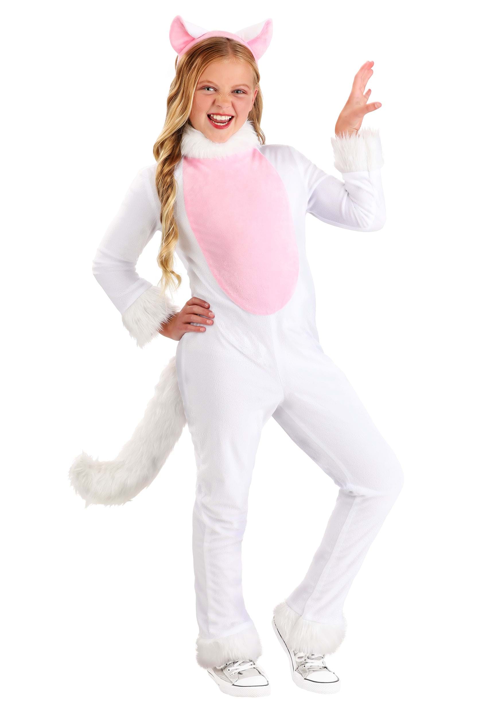Big Tailed White Cat Costume for Kids | Kid's Cat Costumes