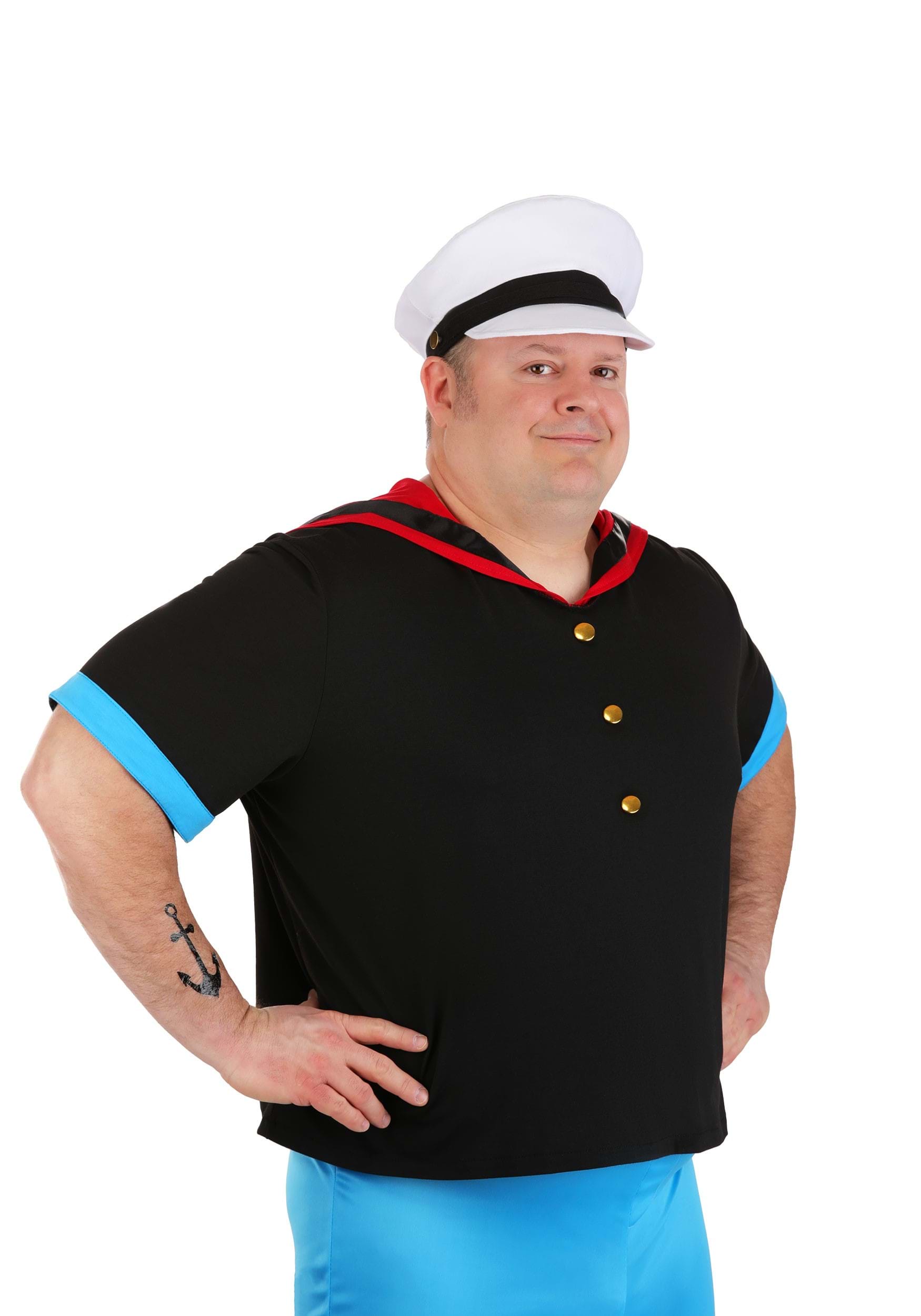 Plus Size Popeye Men's Costume Kit | Popeye Costumes