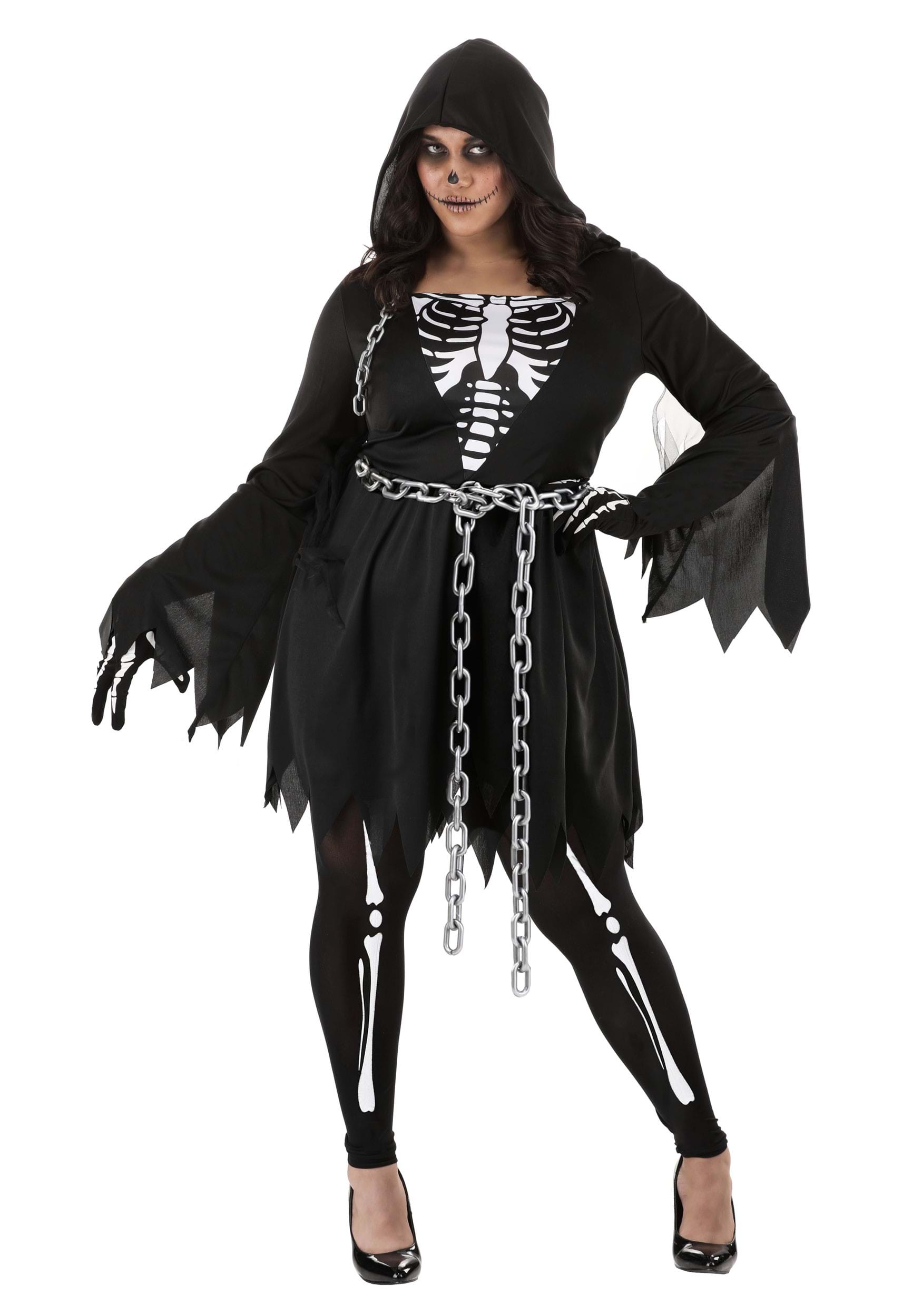 Women's Plus Sized Death Costume Dress | Adult Grim Reaper Costumes