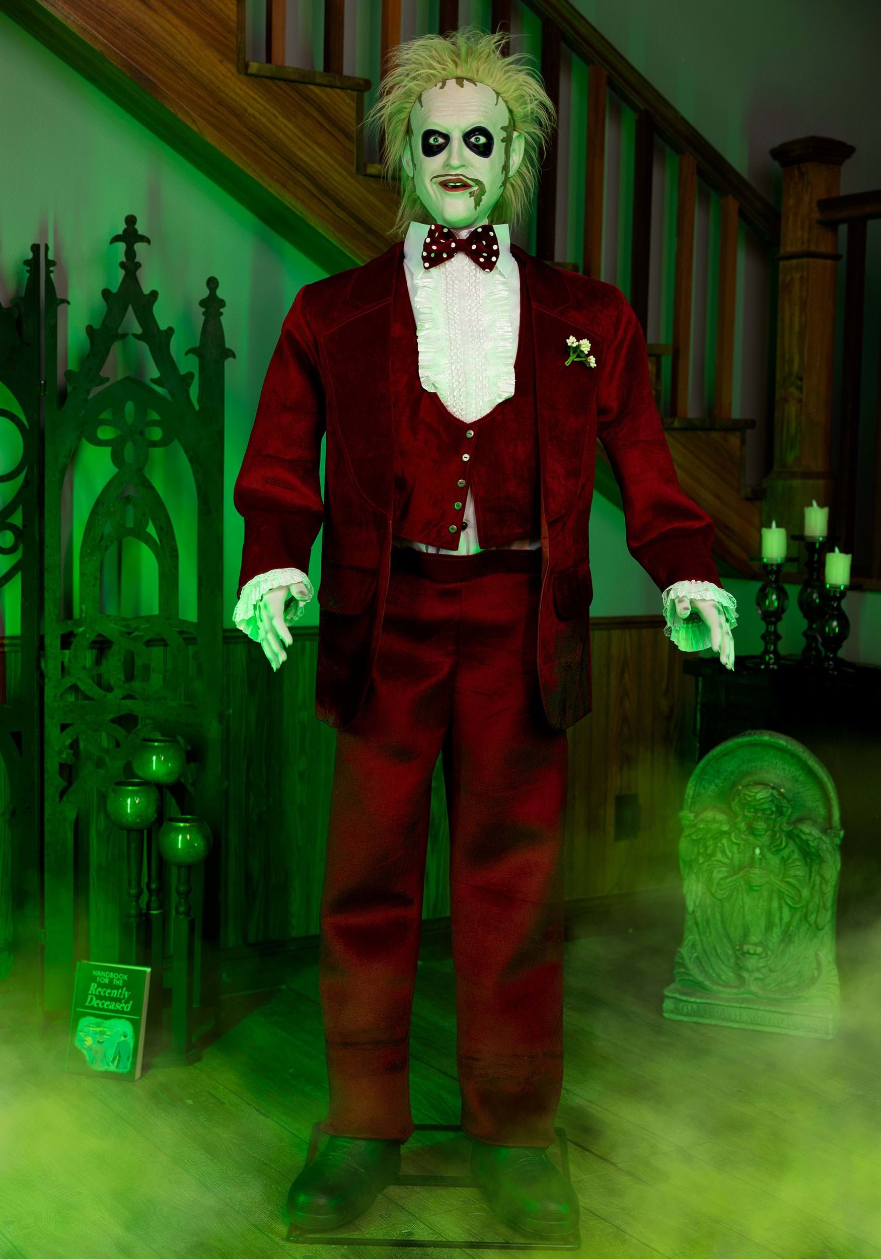 6FT Animated Life-Size Beetlejuice with 2 Outfits Decoration | Halloween Animatronics