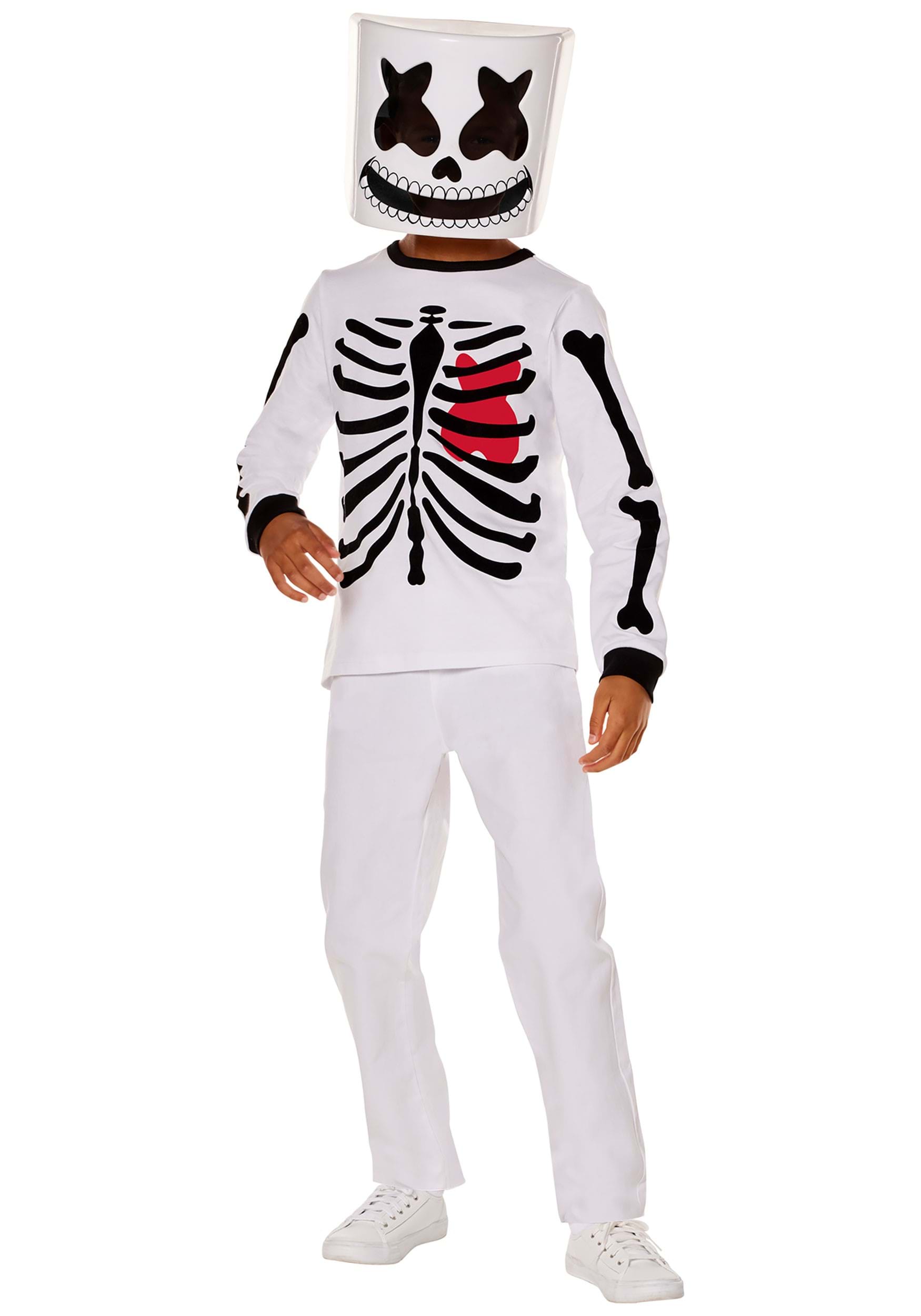 Marshmello Skeleton Kid's Costume | Celebrity Costumes