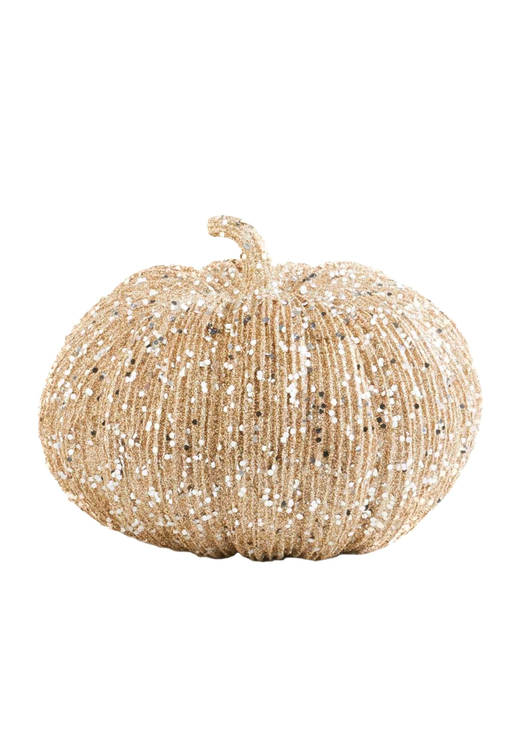 7 Inch Champagne Glitter Pumpkin | Halloween Home Decorations