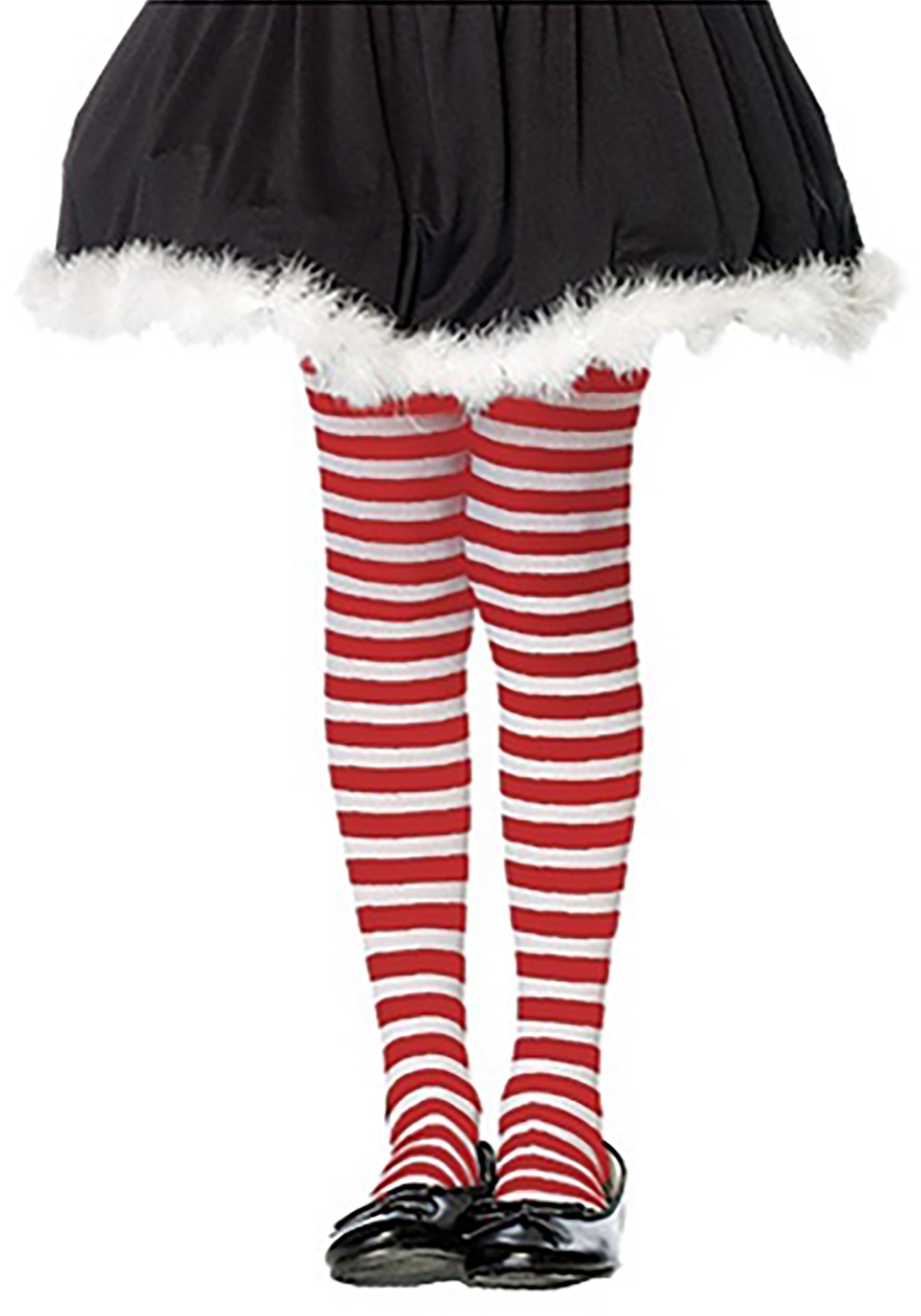 Red and White Striped Kid's Tights