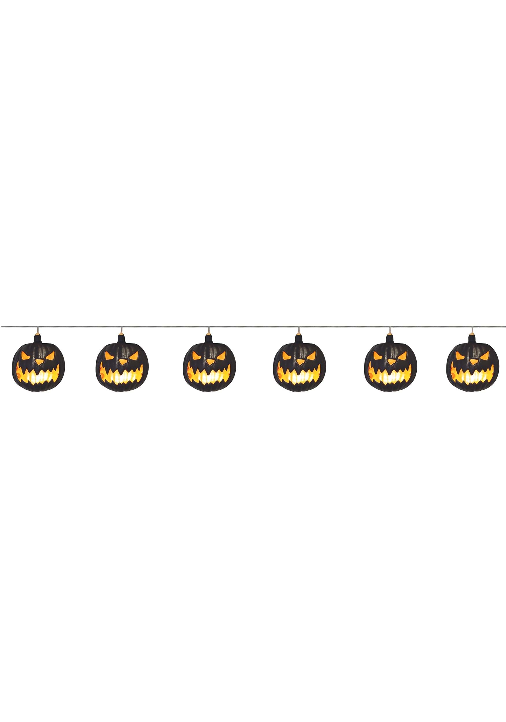Light Up Black Jack-o-Lantern Garland Decoration | Pumpkin Decorations