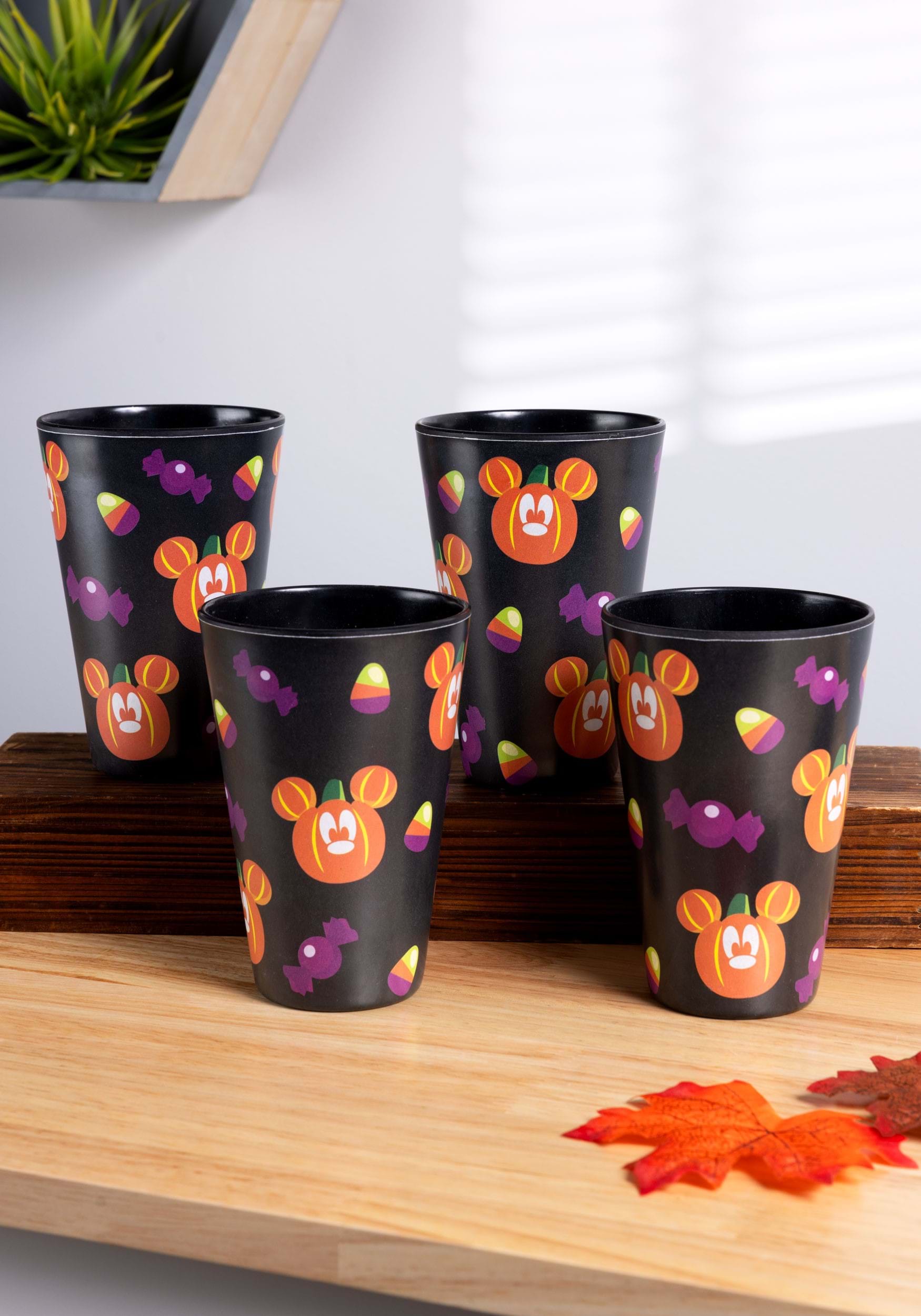 Set of 4 Disney Mickey Pumpkins Tossed Tumblers | Halloween Drinkware