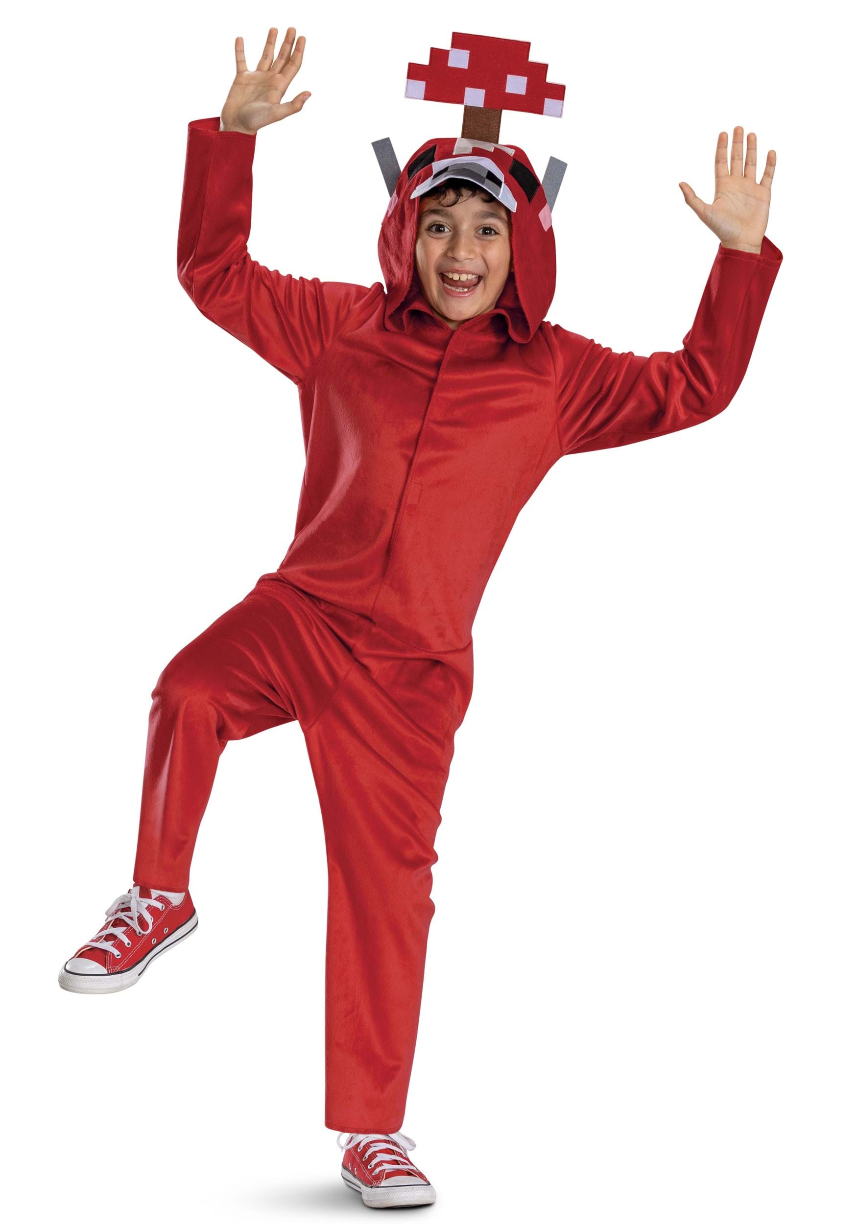 Minecraft Kid's Mooshroom Hooded Jumpsuit Costume | Minecraft Costumes