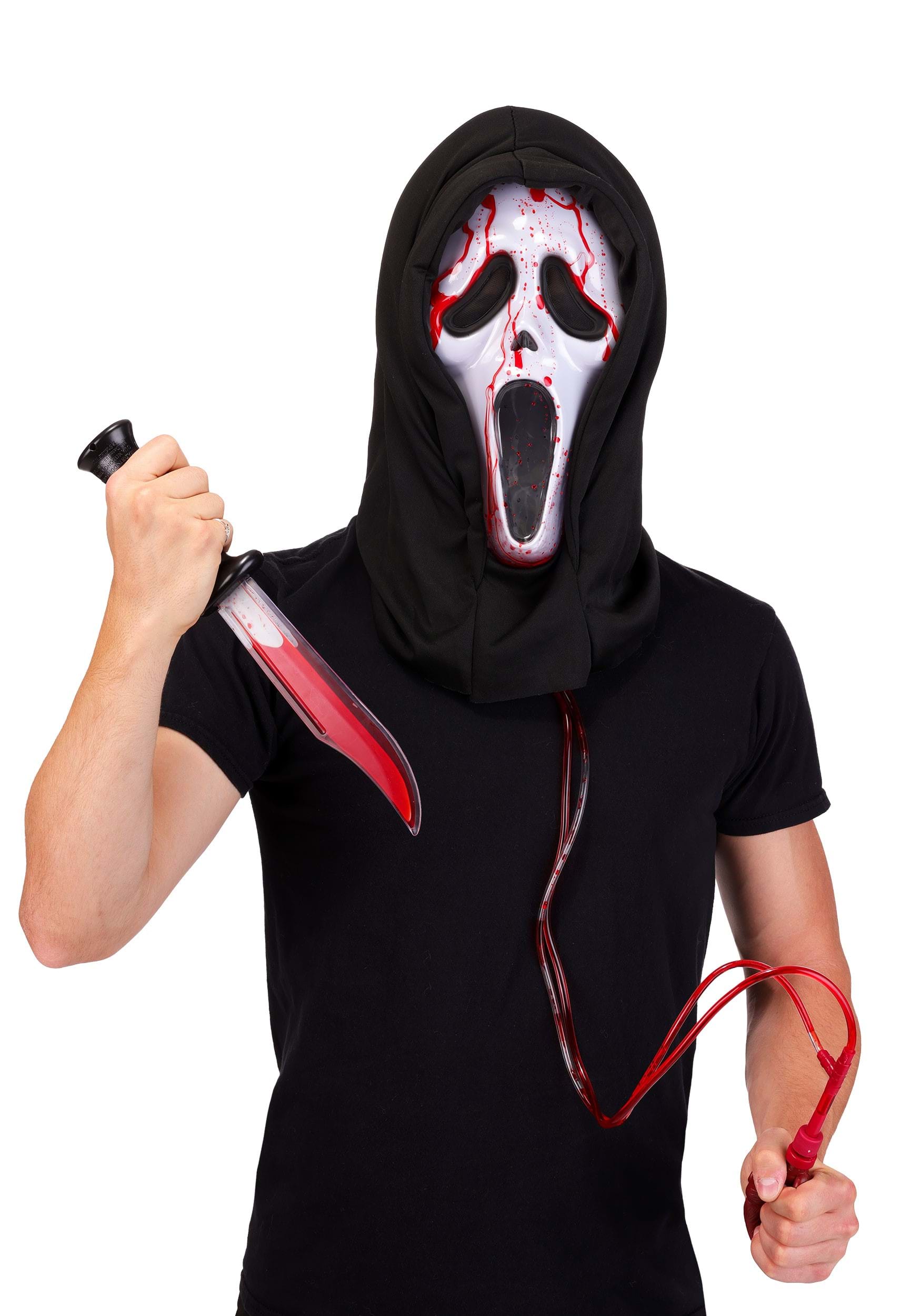 Ghost Face Bleeding Adult Mask with Knife Costume Kit | Scream Costumes