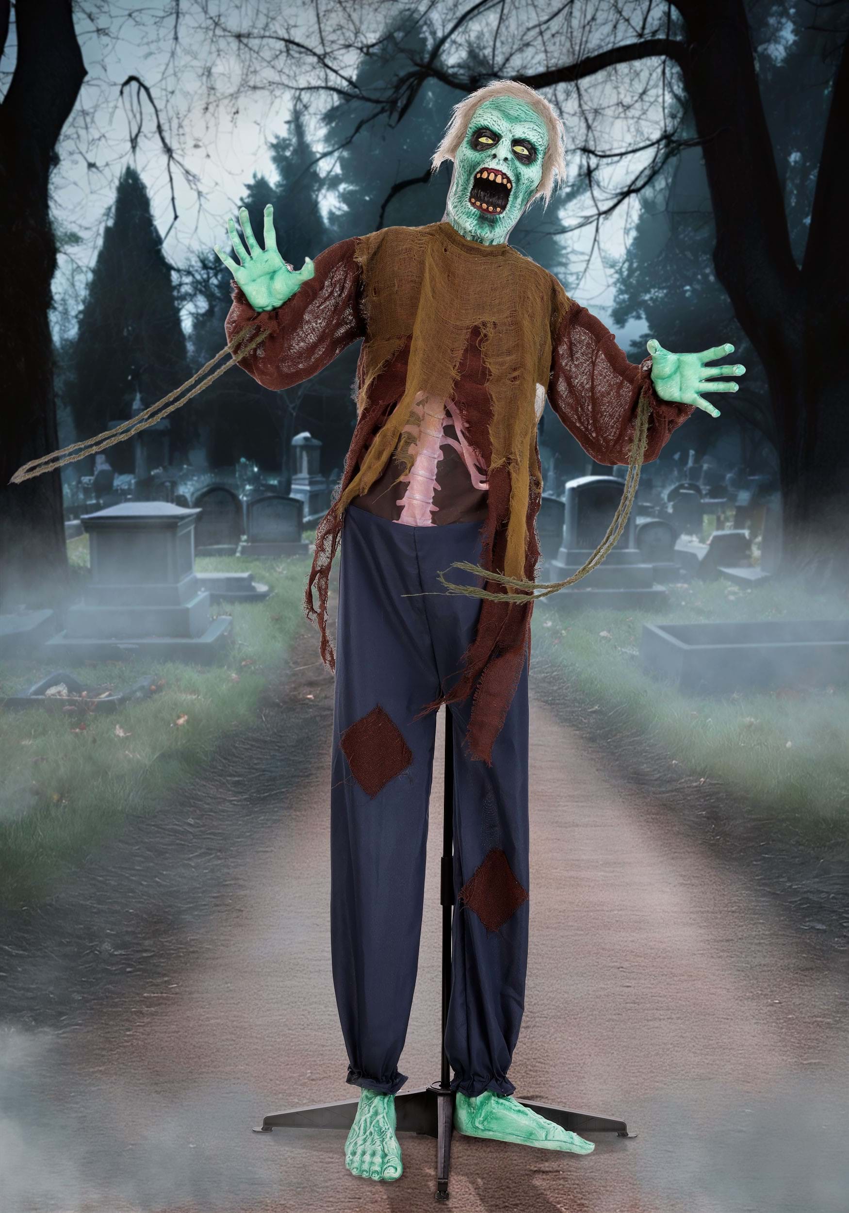 5.5FT Animatronic Spineless Stanley Zombie Decoration - Scream Saver | Halloween Animatronic