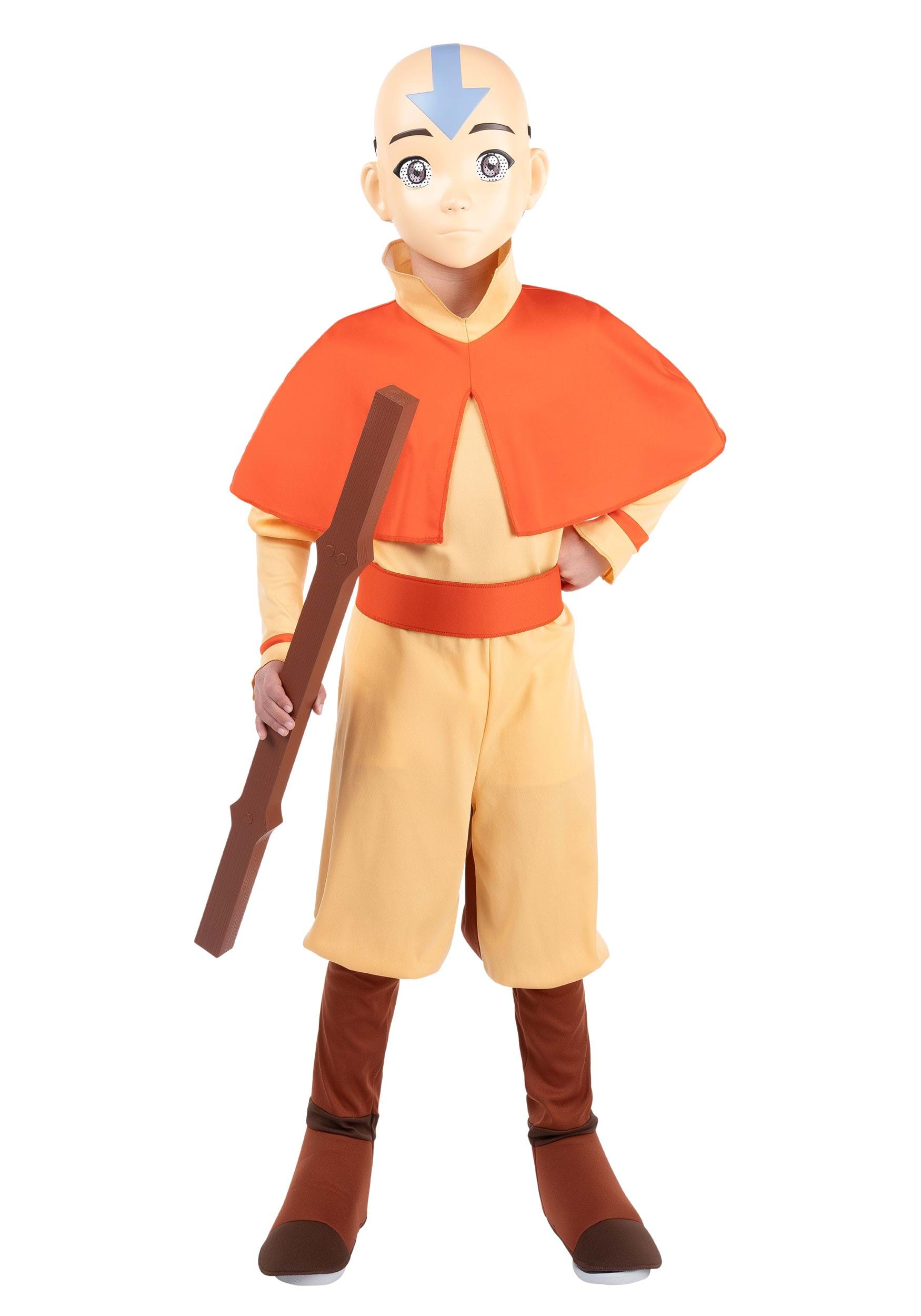 Deluxe Kid's Avatar Last Airbender Aang Costume with Staff | Nickelodeon Costumes