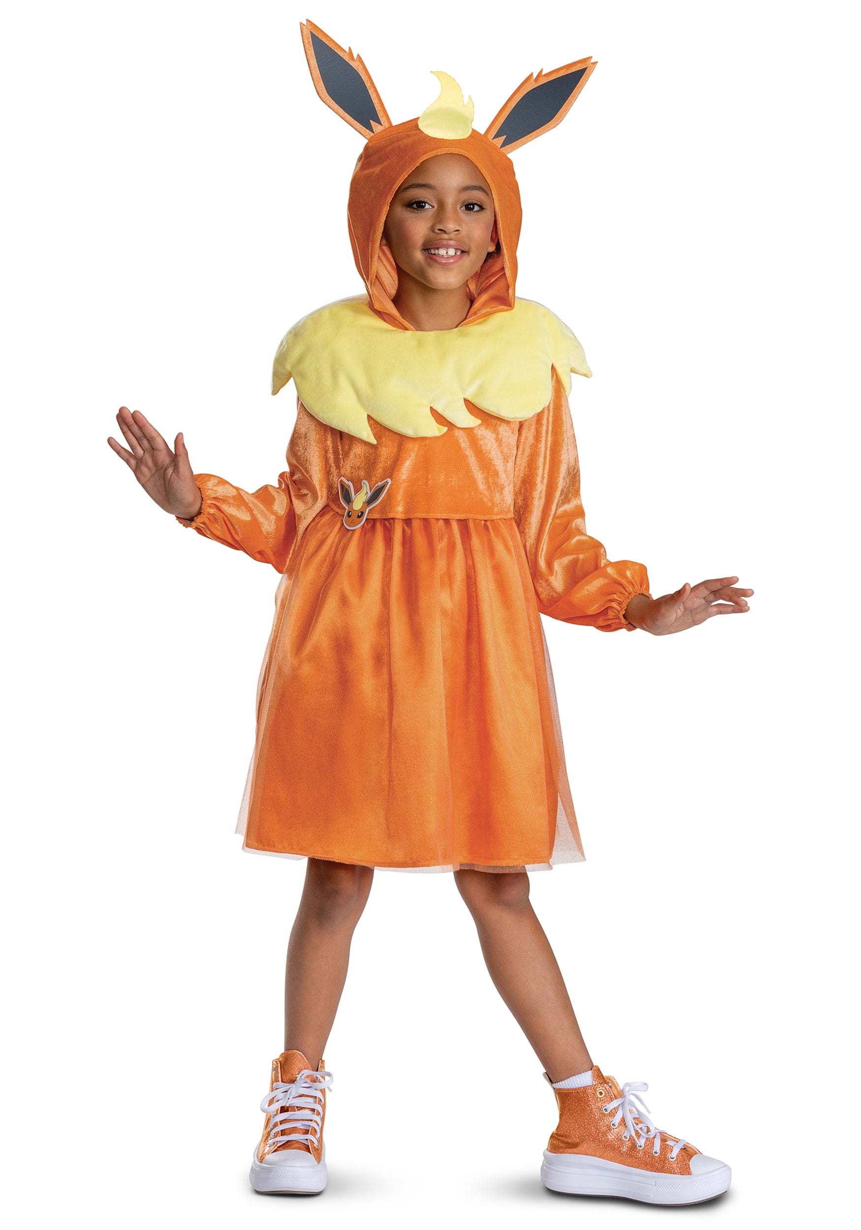 Pokémon Flareon Hooded Costume Dress for Girls | Pokémon Costumes