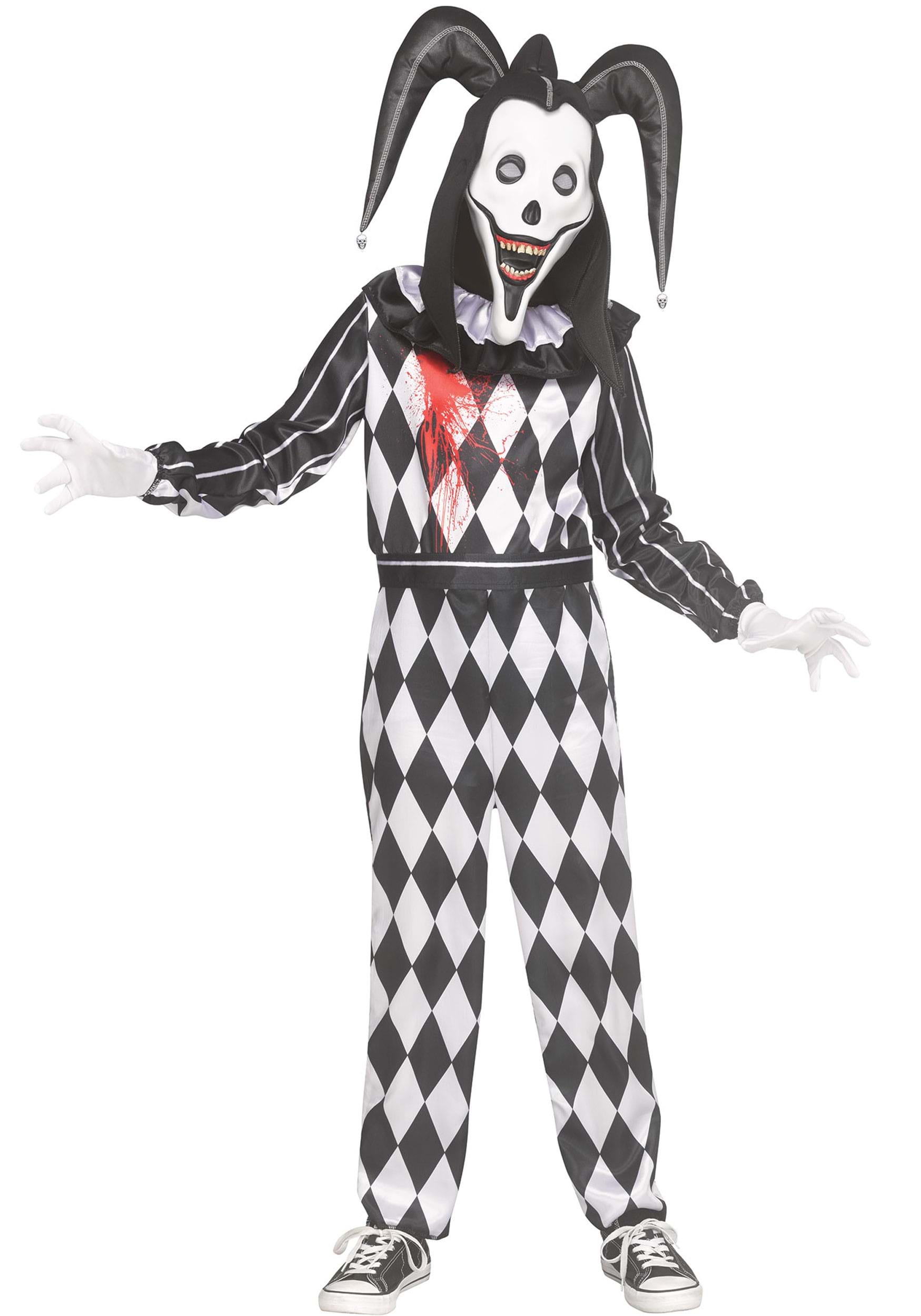 Smiler Dark Jester Boy's Costume | Evil Clown Costumes