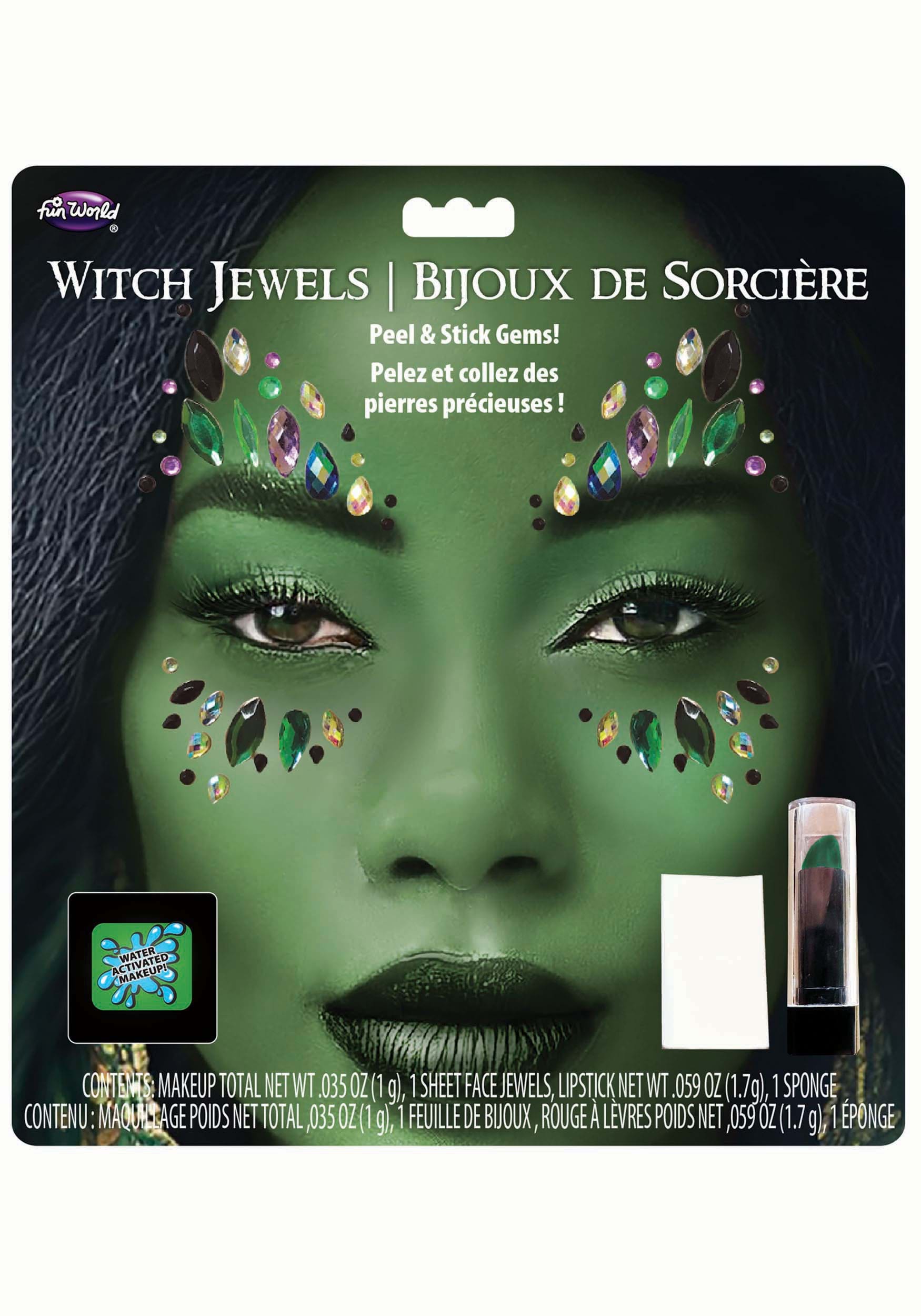 Green Witch Jewels & Makeup Costume Kit | Witch Accessories