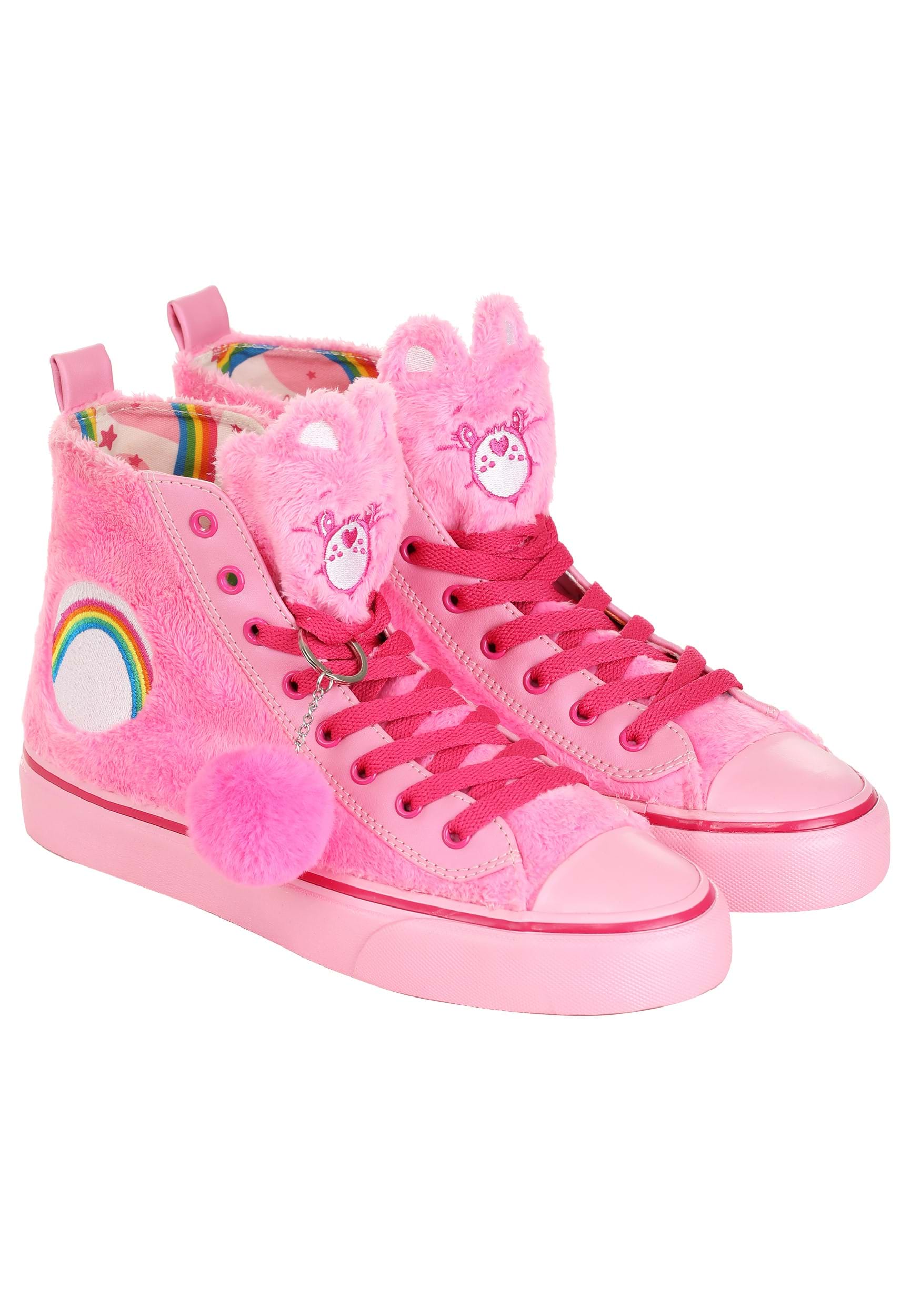 Care Bears Cheer Bear Pink High Top Shoes with Faux Fur | Care Bears Shoes