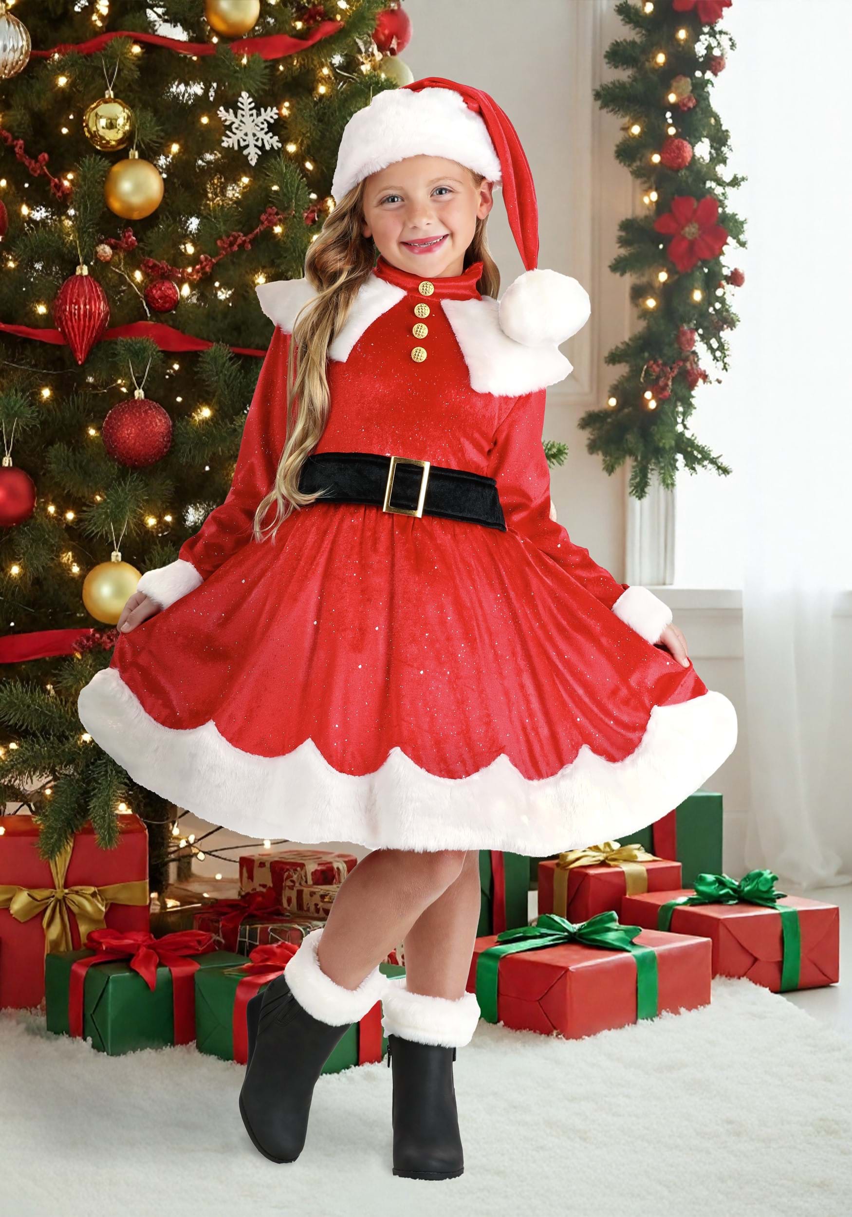 Premium Santa Girl's Costume Dress | Christmas Costumes