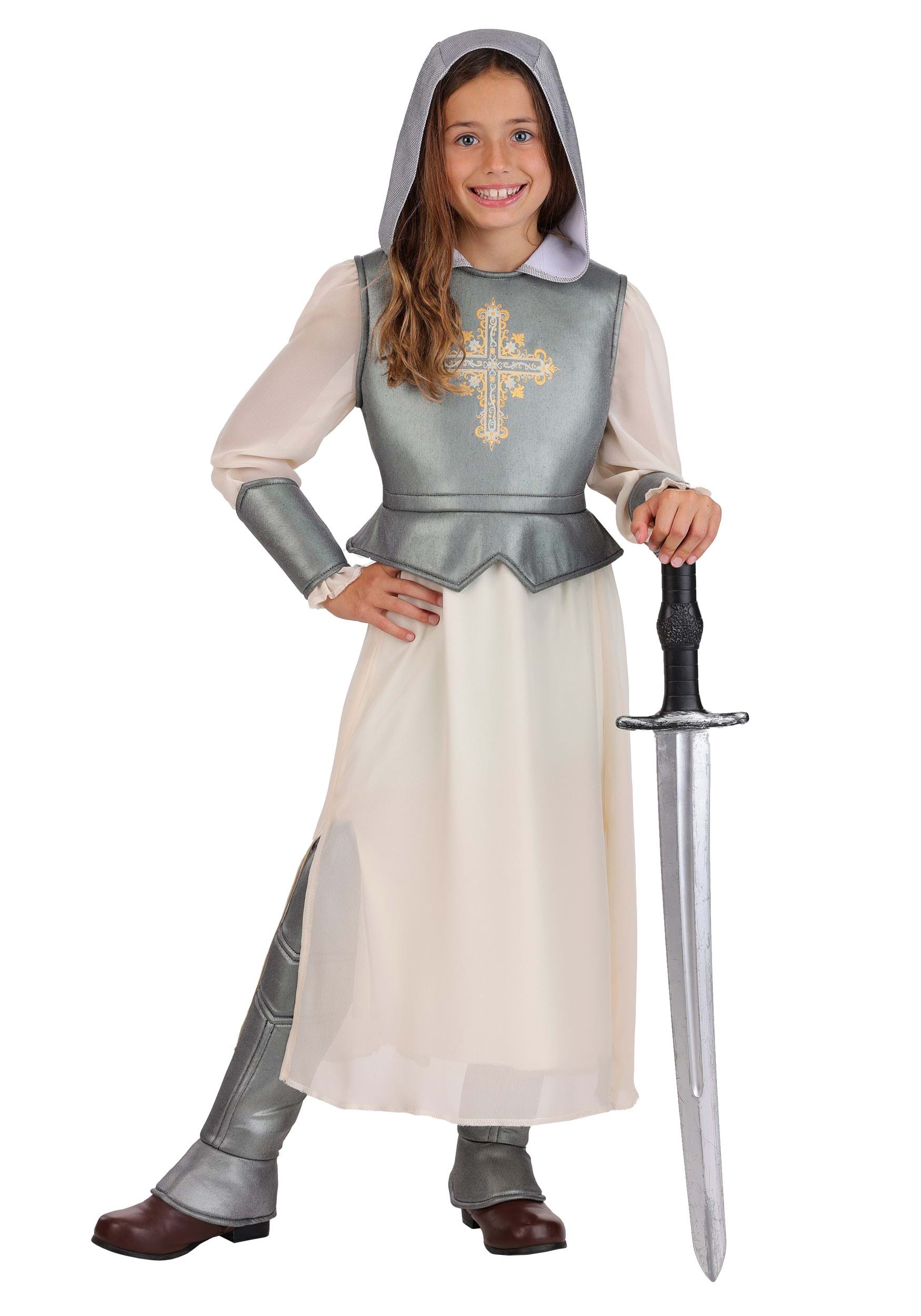 Shining Silver Joan of Arc Girl's Costume | Historical Costumes