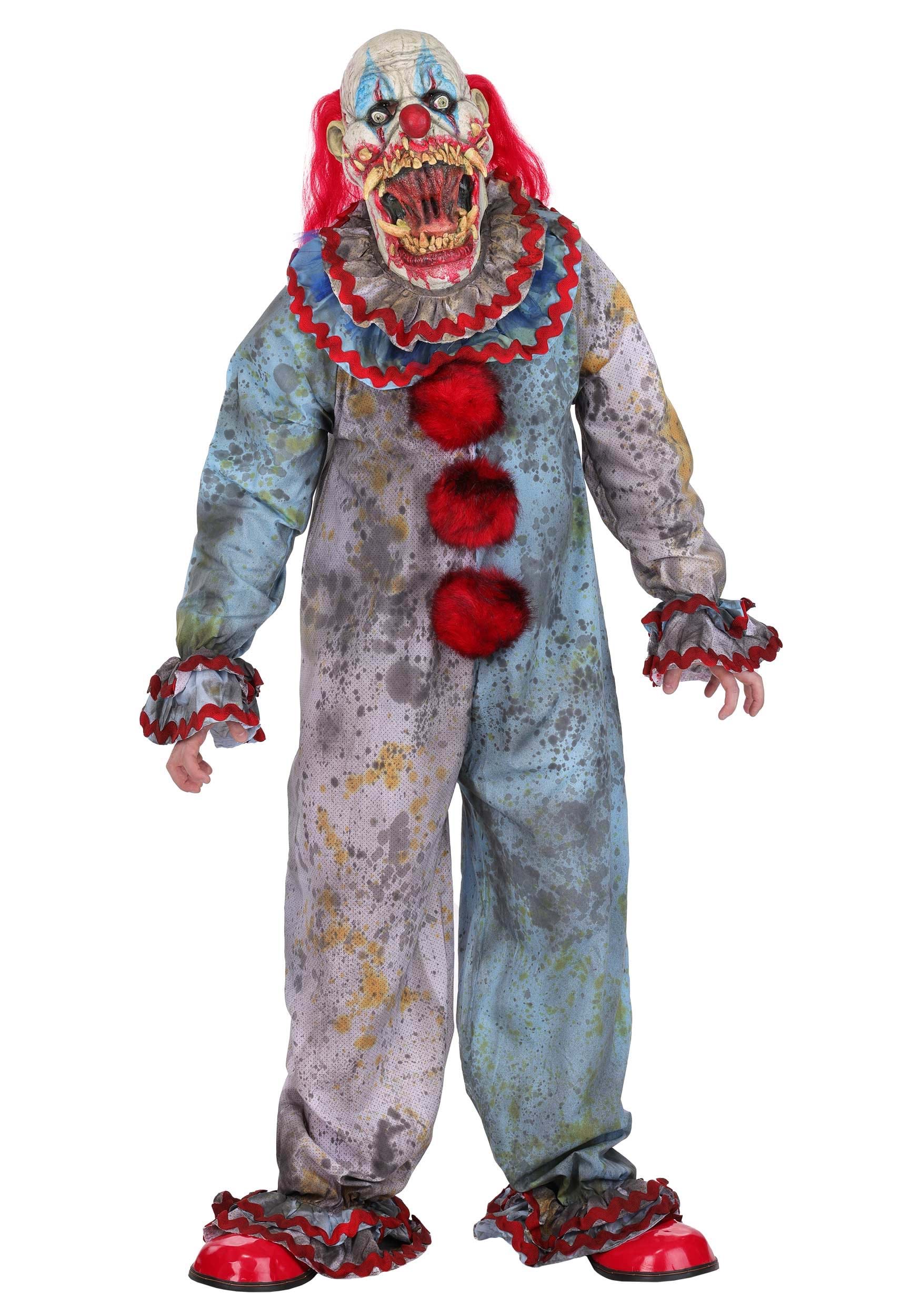 Adult Light Blue Carousel Clown Costume with Tooth Fairy Mask | Clown Costumes