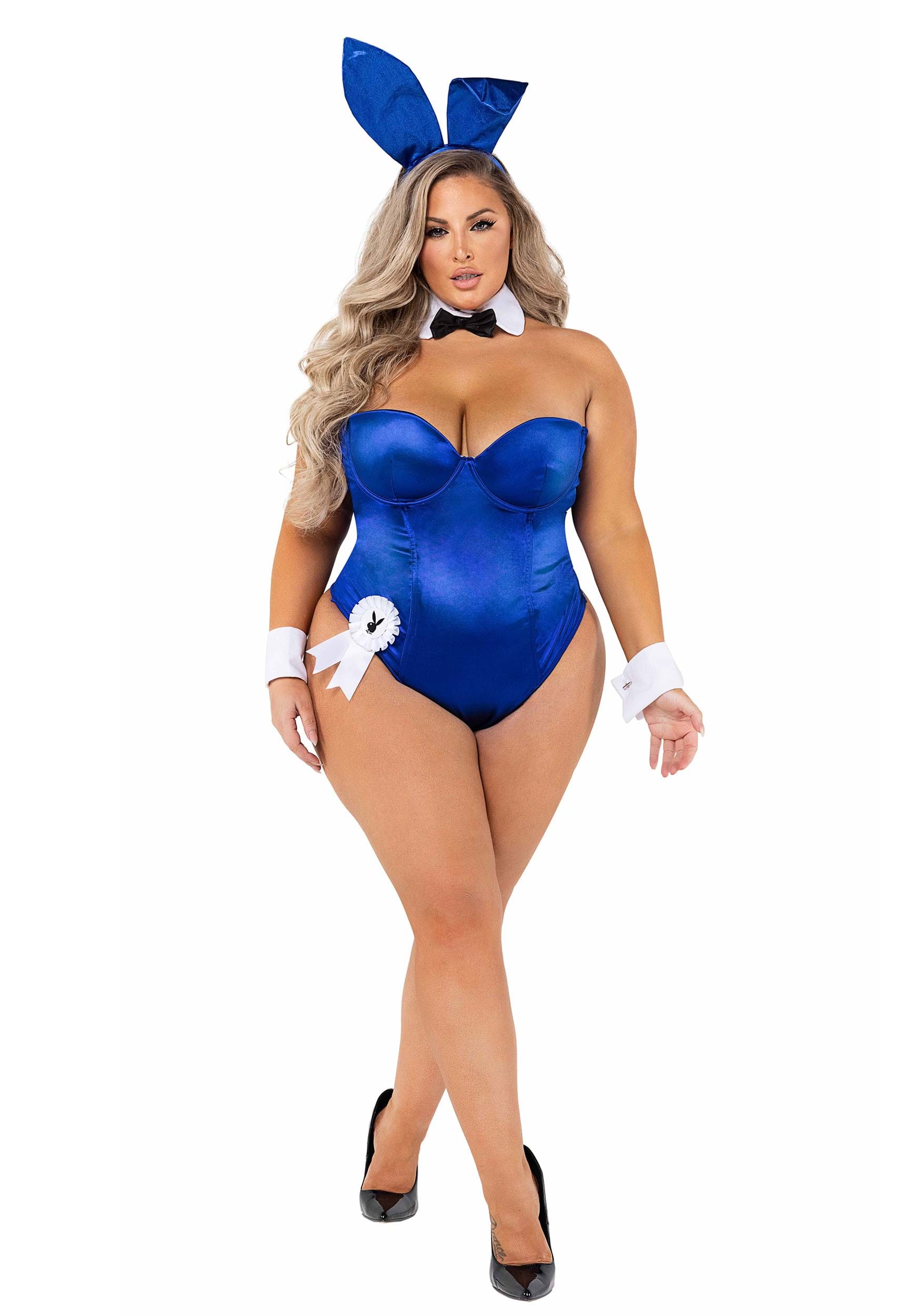 Women's Playboy Plus Size Royal Blue Bunny Costume