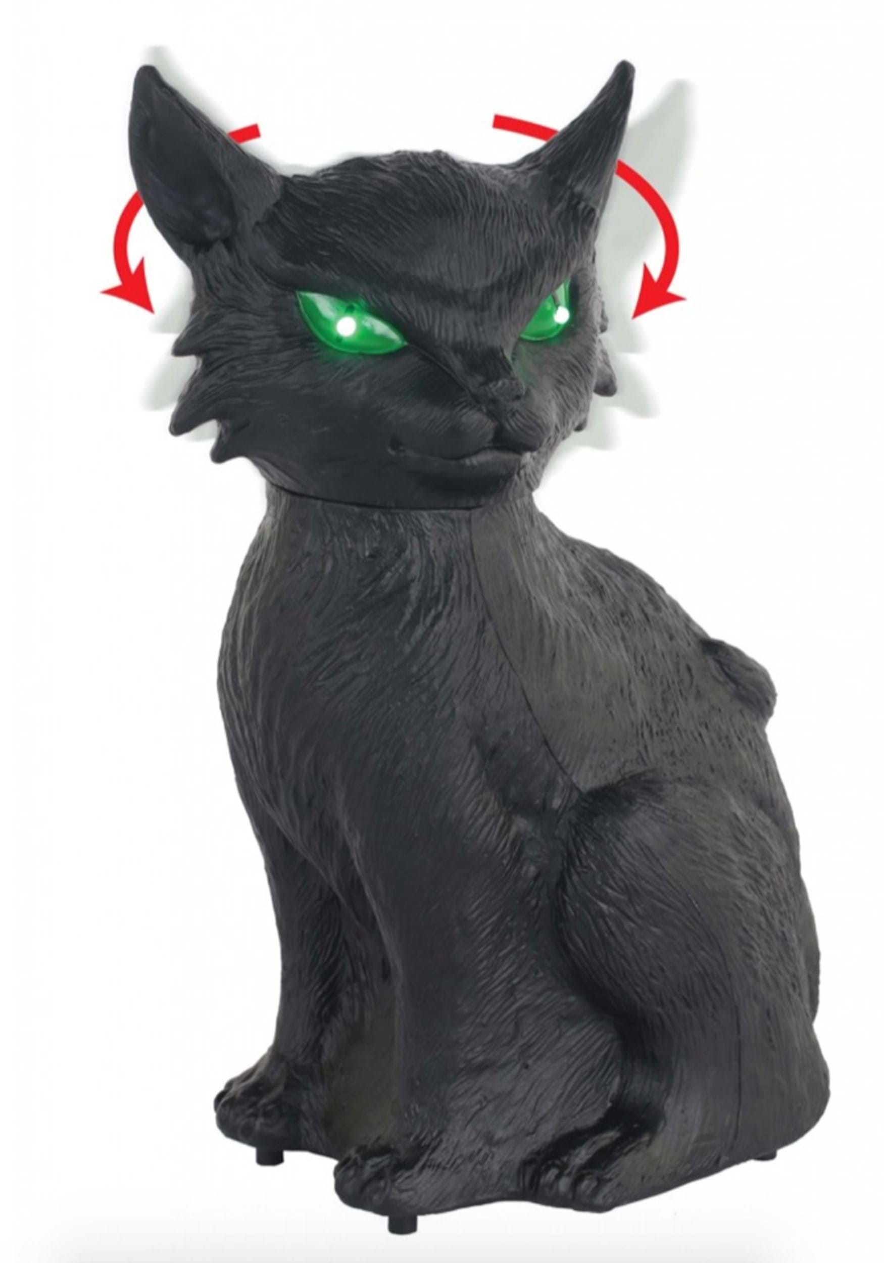 13-Inch Animated Creepy Cat Decoration | Black Cat Decorations