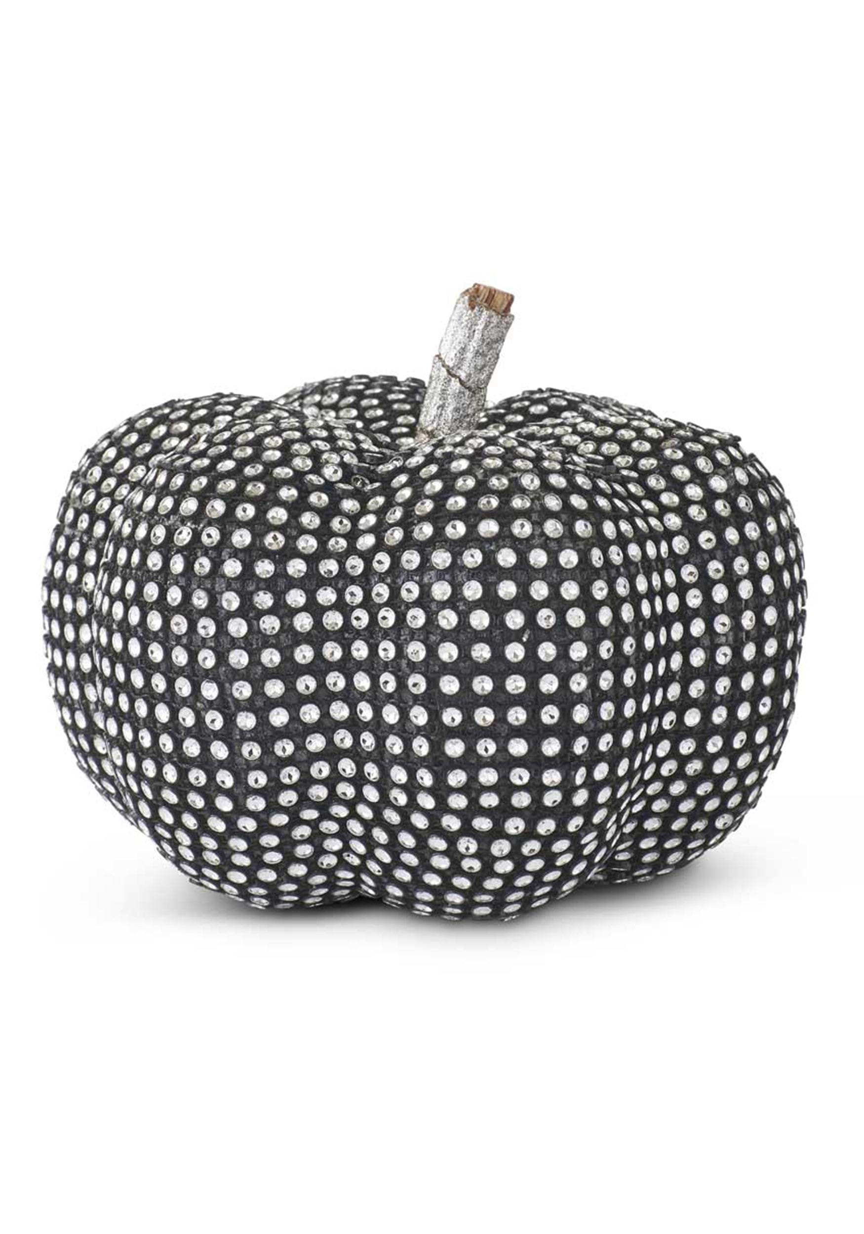 5-Inch Black Pumpkin with Clear Rhinestones Decoration | Pumpkin Decorations