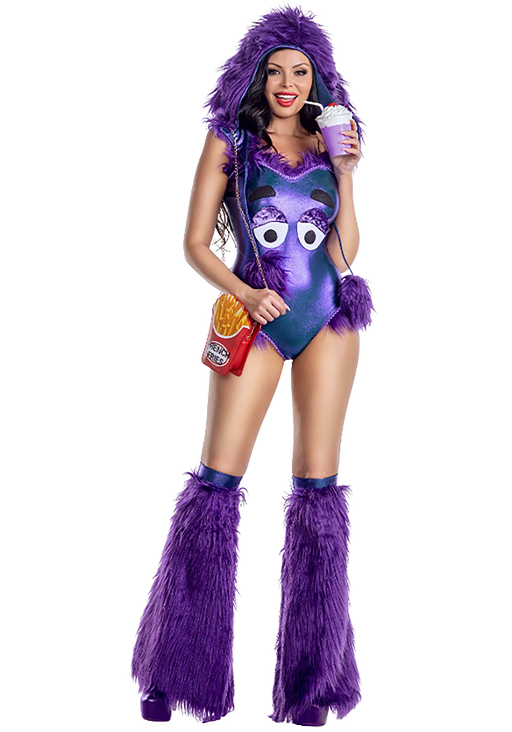 Sexy Purple Grim Milkshake Monster Women's Costume | Food Costumes