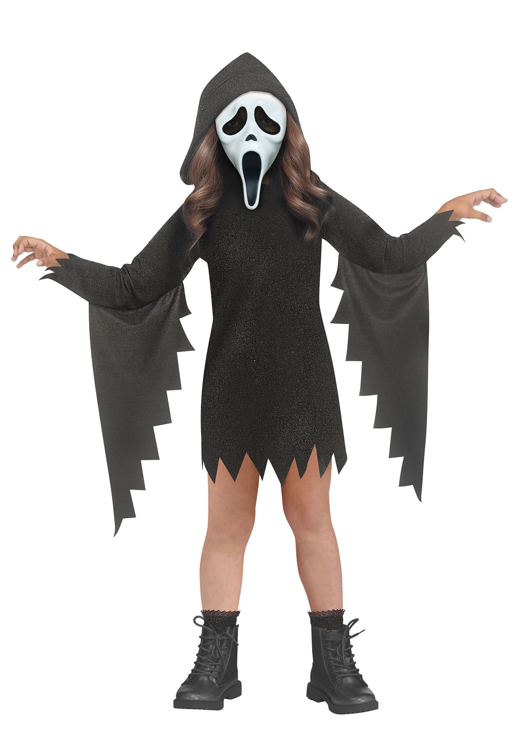 Girl's Glitter Bling Ghost Face Toddler Costume | Scream Costumes