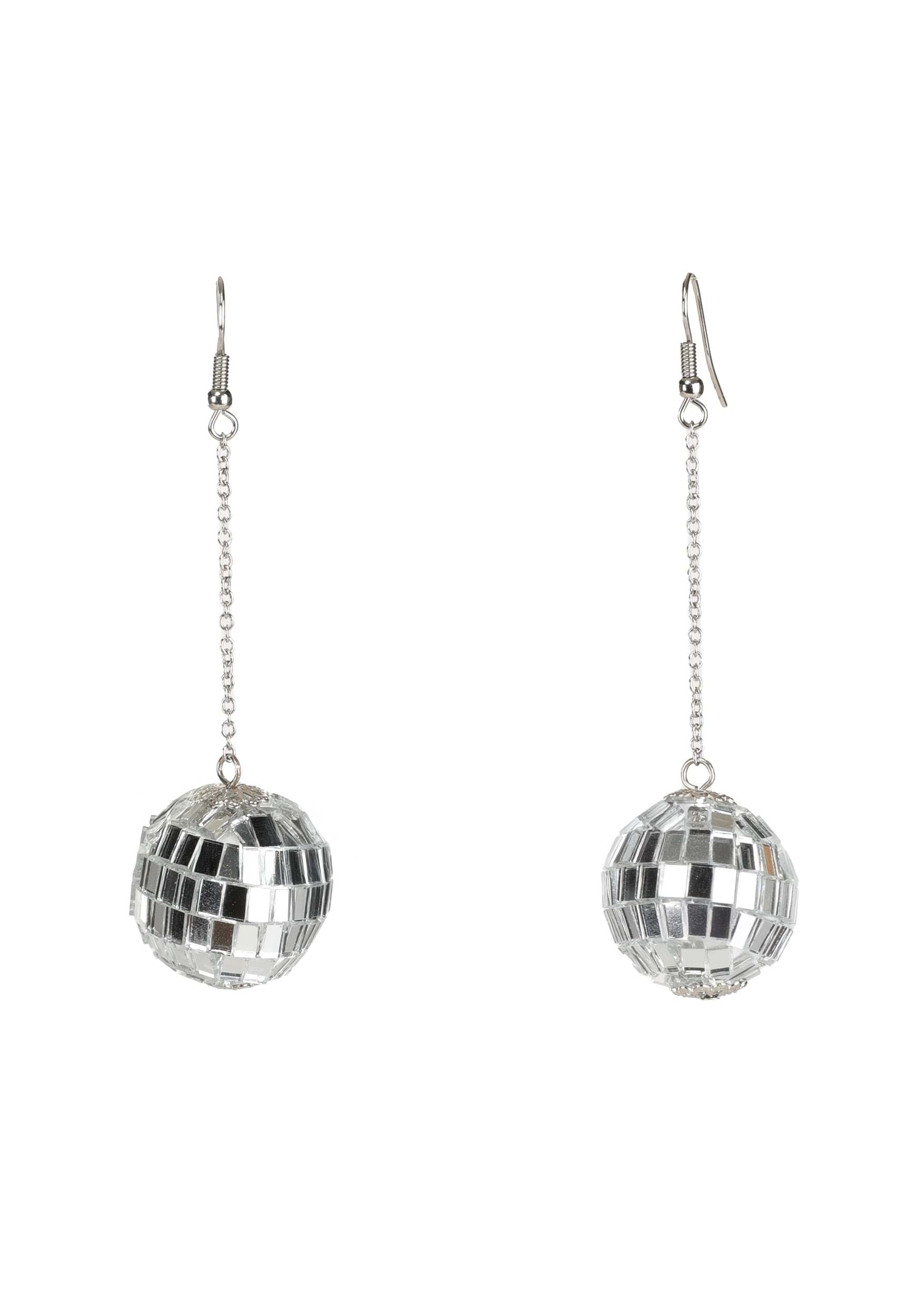 1-Inch Silver Disco Ball Costume Earrings  | Disco Accessories
