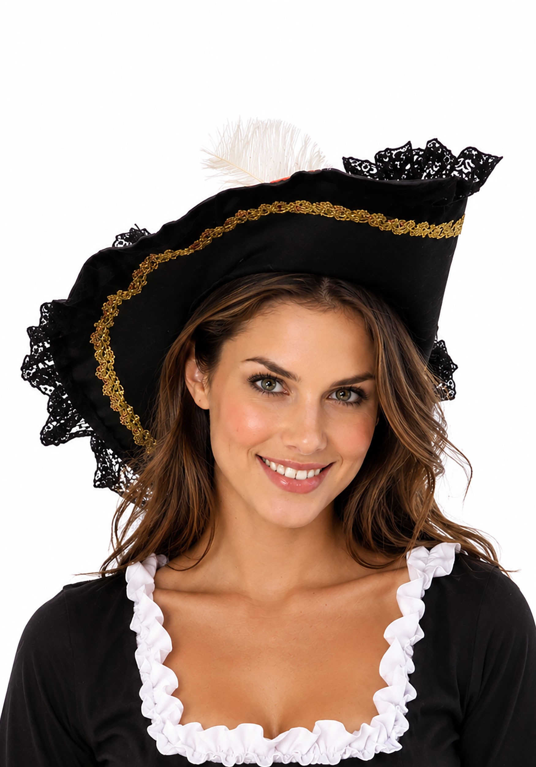 Adult Black Velvet Pirate Musketeer Hat Accessory | Pirate Hats