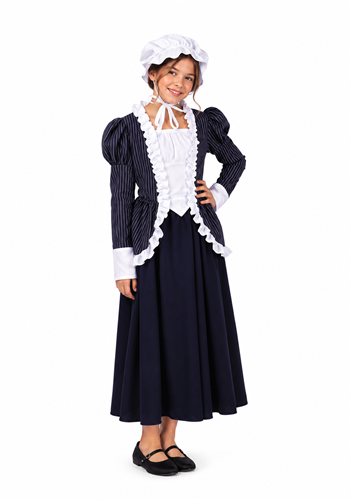 Girl's Colonial Peasant Pinstriped Costume Dress | Historical Costumes
