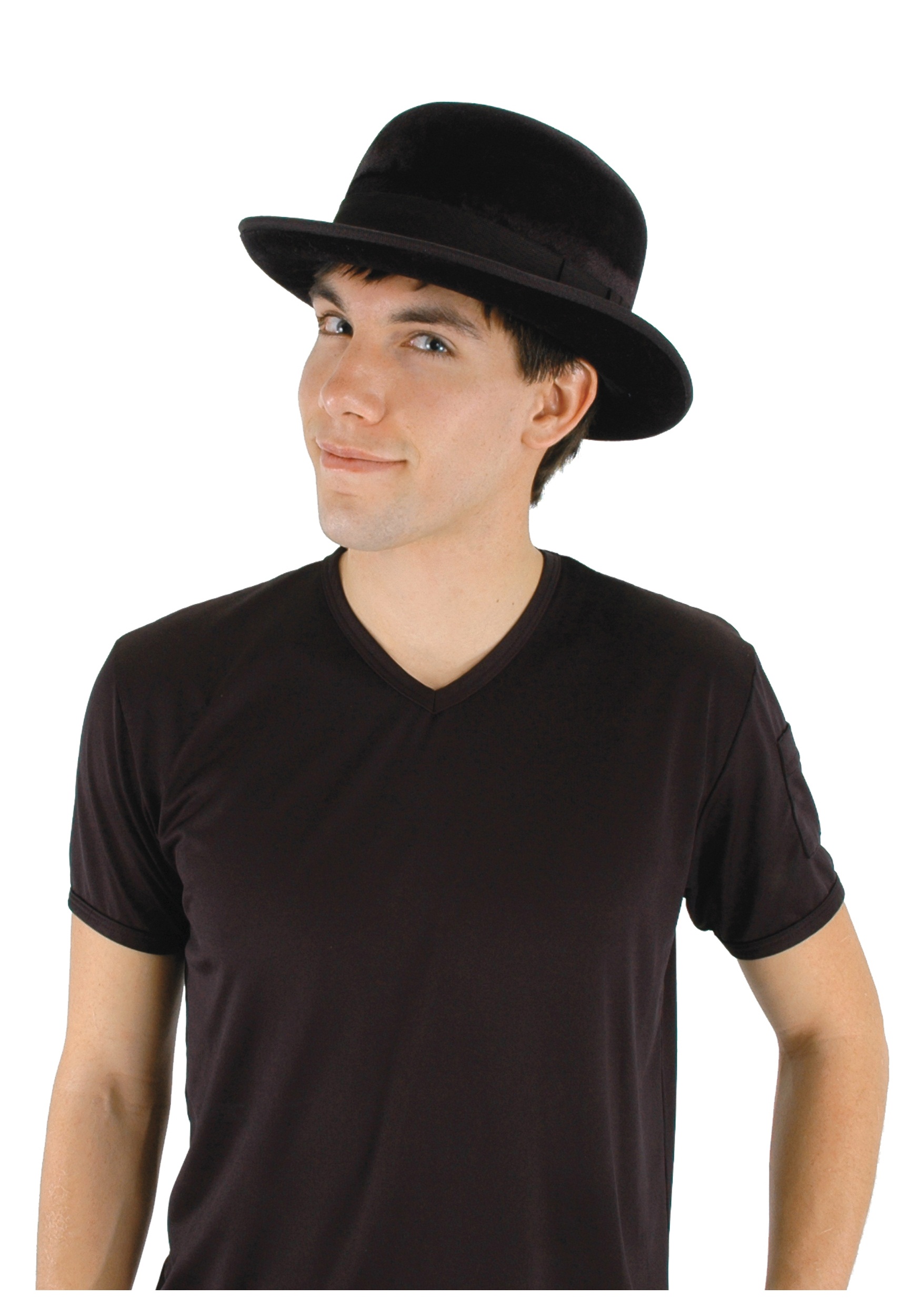 Black Velour Bowler Men's Hat