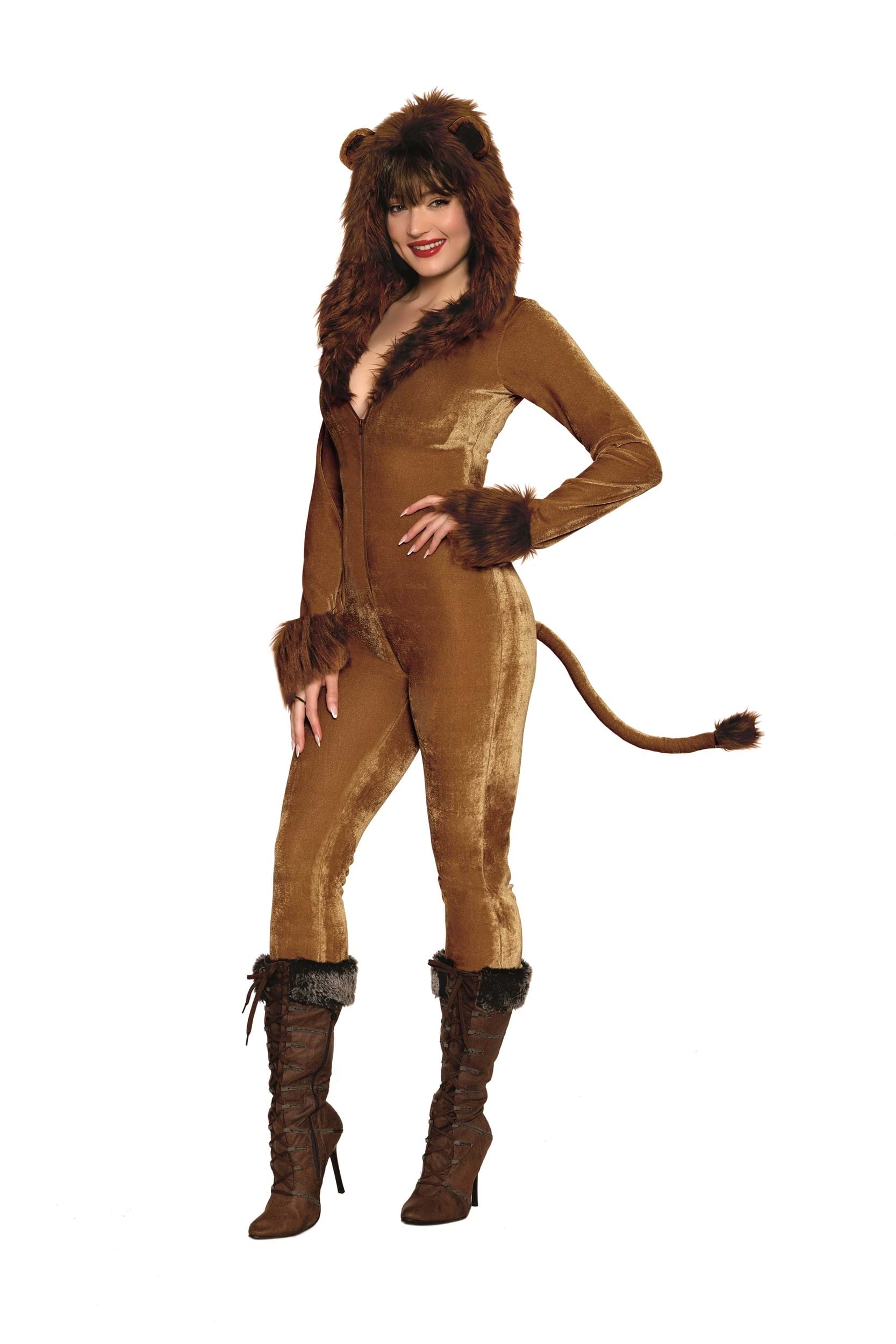 Sexy Timid Lion Women's Jumpsuit Costume | Wizard of Oz Costumes