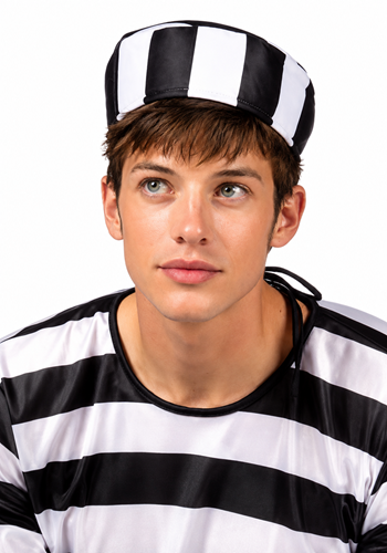Adult Black White Classic Convict Costume Hat | Uniform Accessories