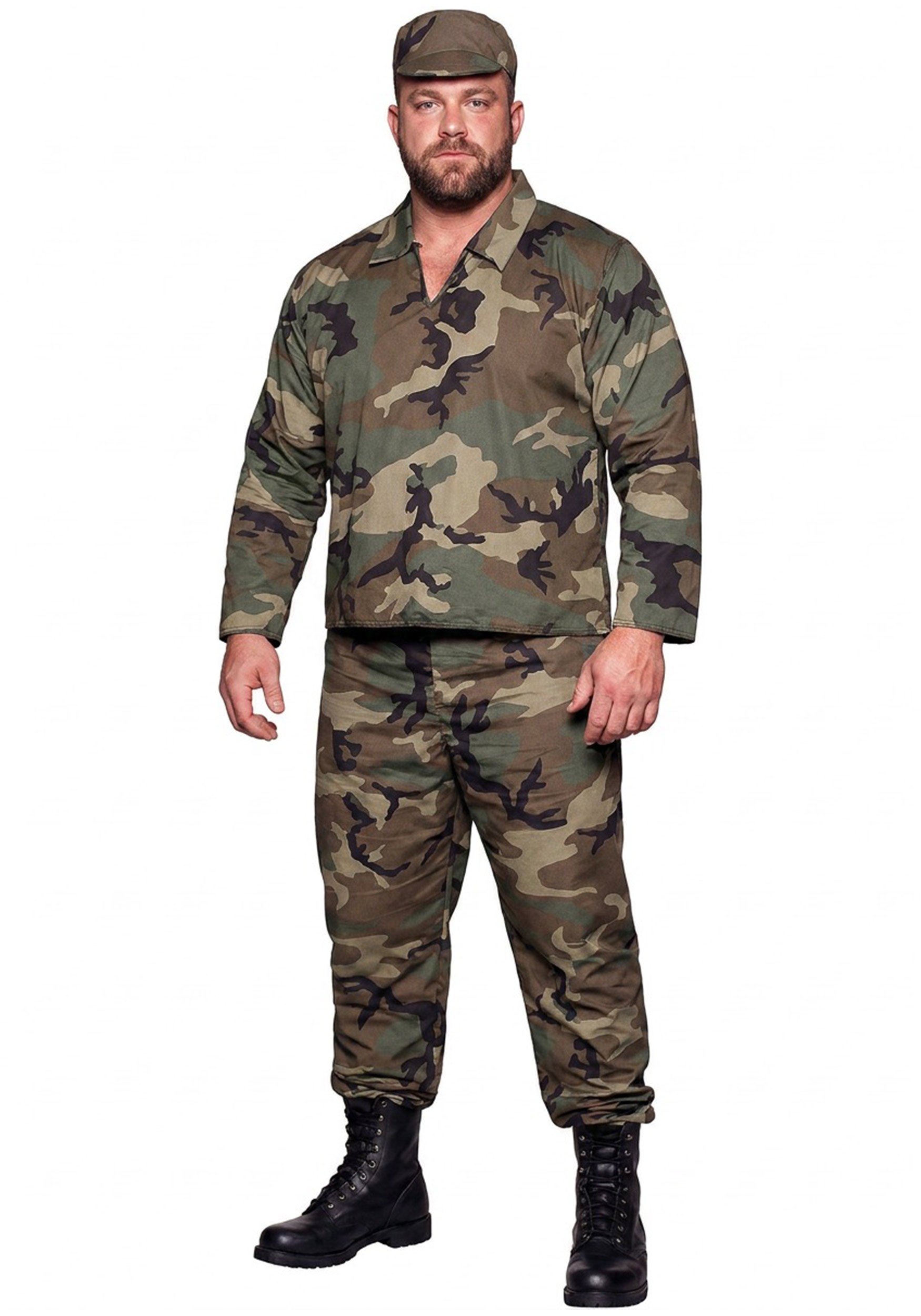 Plus Size Camouflage Commando Men's Costume | Military Costumes