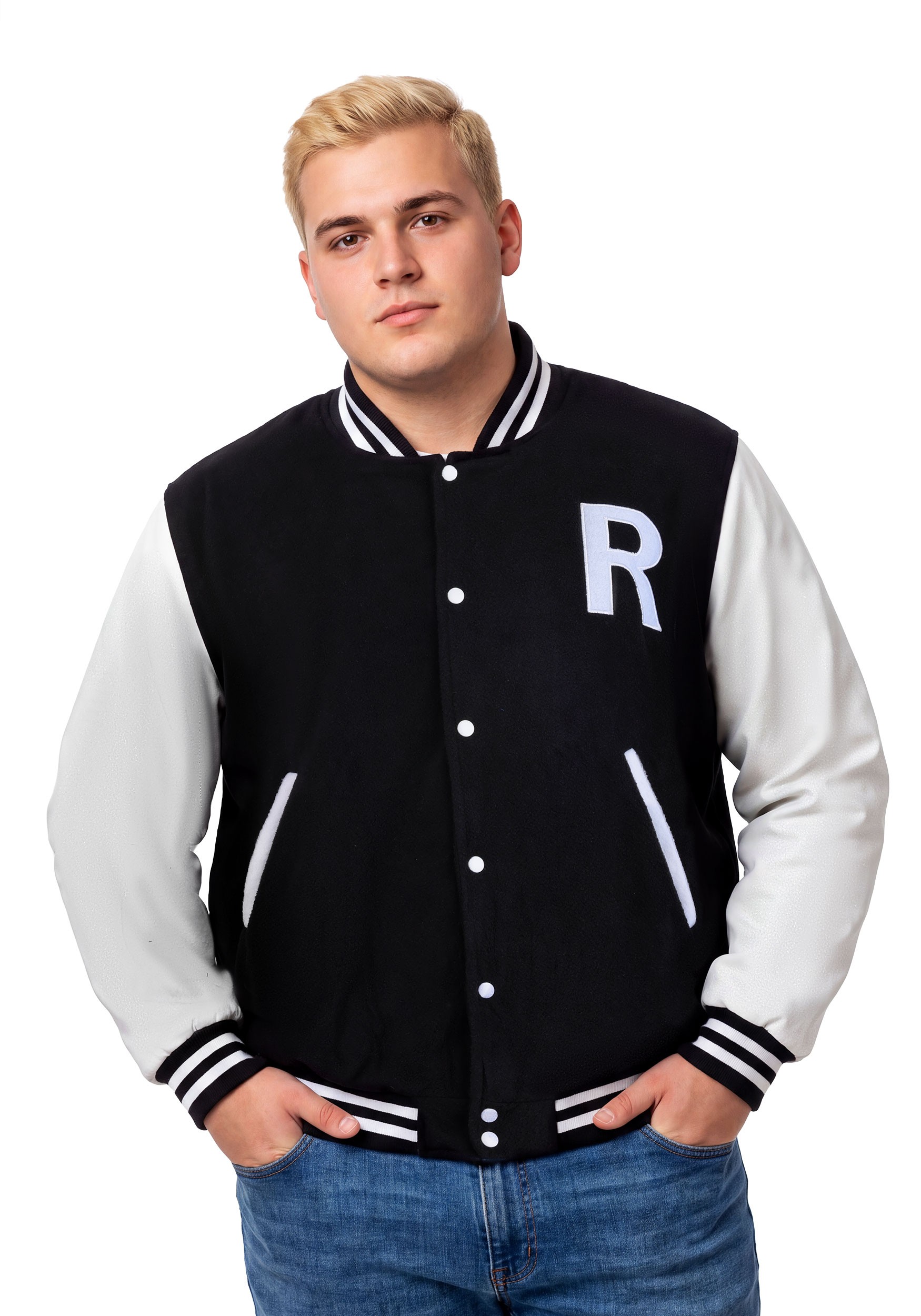 Plus Size Letterman Black Jacket Costume for Men | Sports Costumes