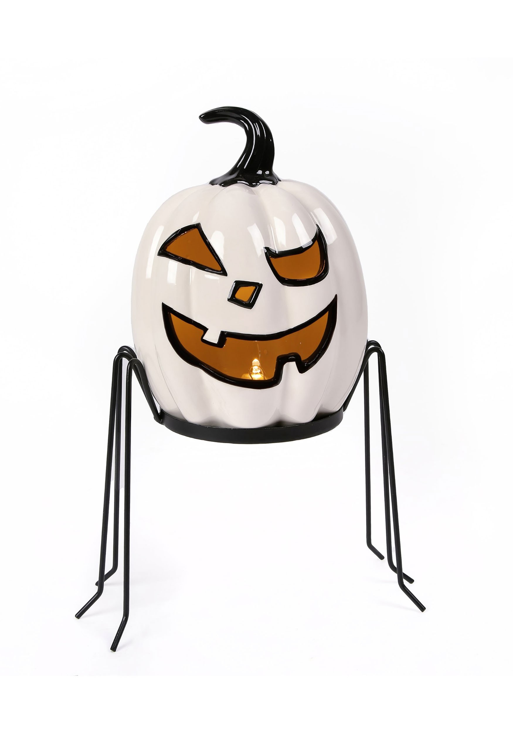 15-Inch Pumpkin Ghost with Metal Holder Decoration | Halloween Decorations