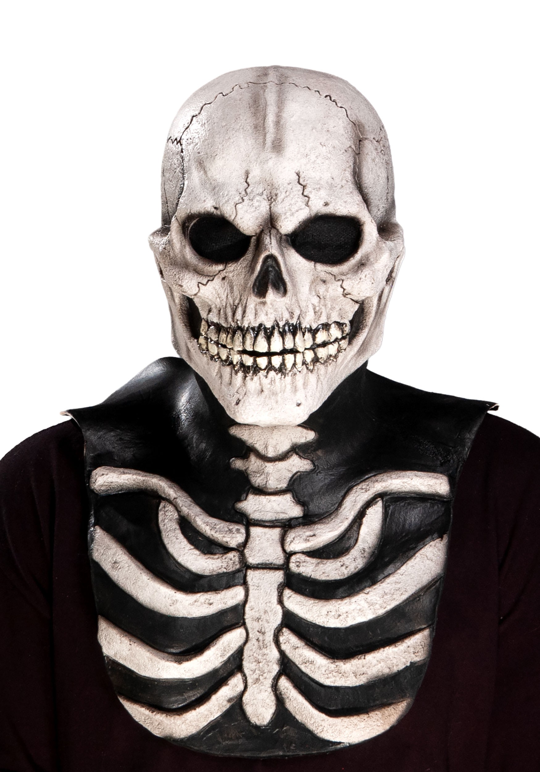 Adult White Skull and Bones Costume Overhead Mask | Skeleton Accessories