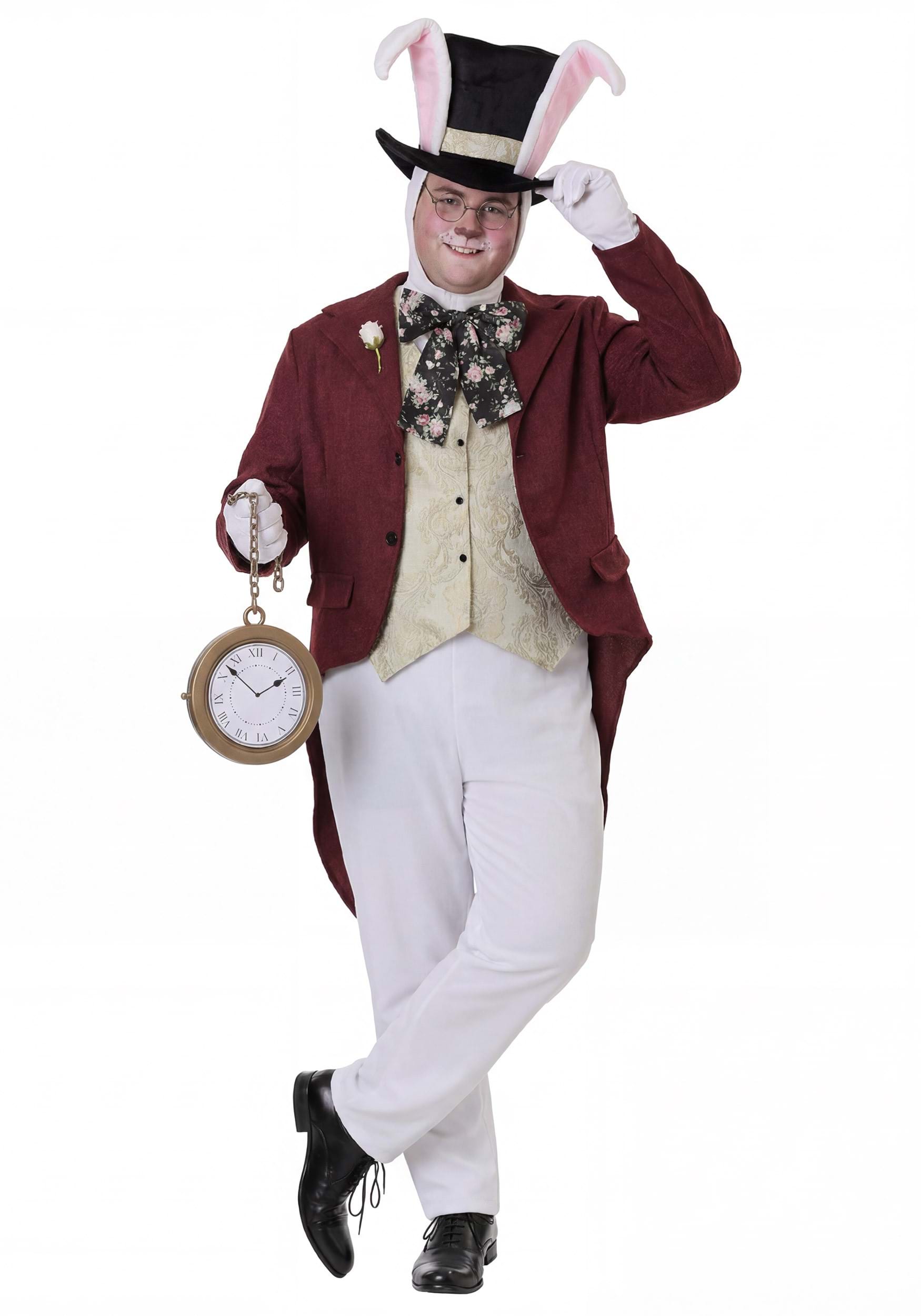Men's Plus Size White Rabbit Costume | Alice in Wonderland Costumes