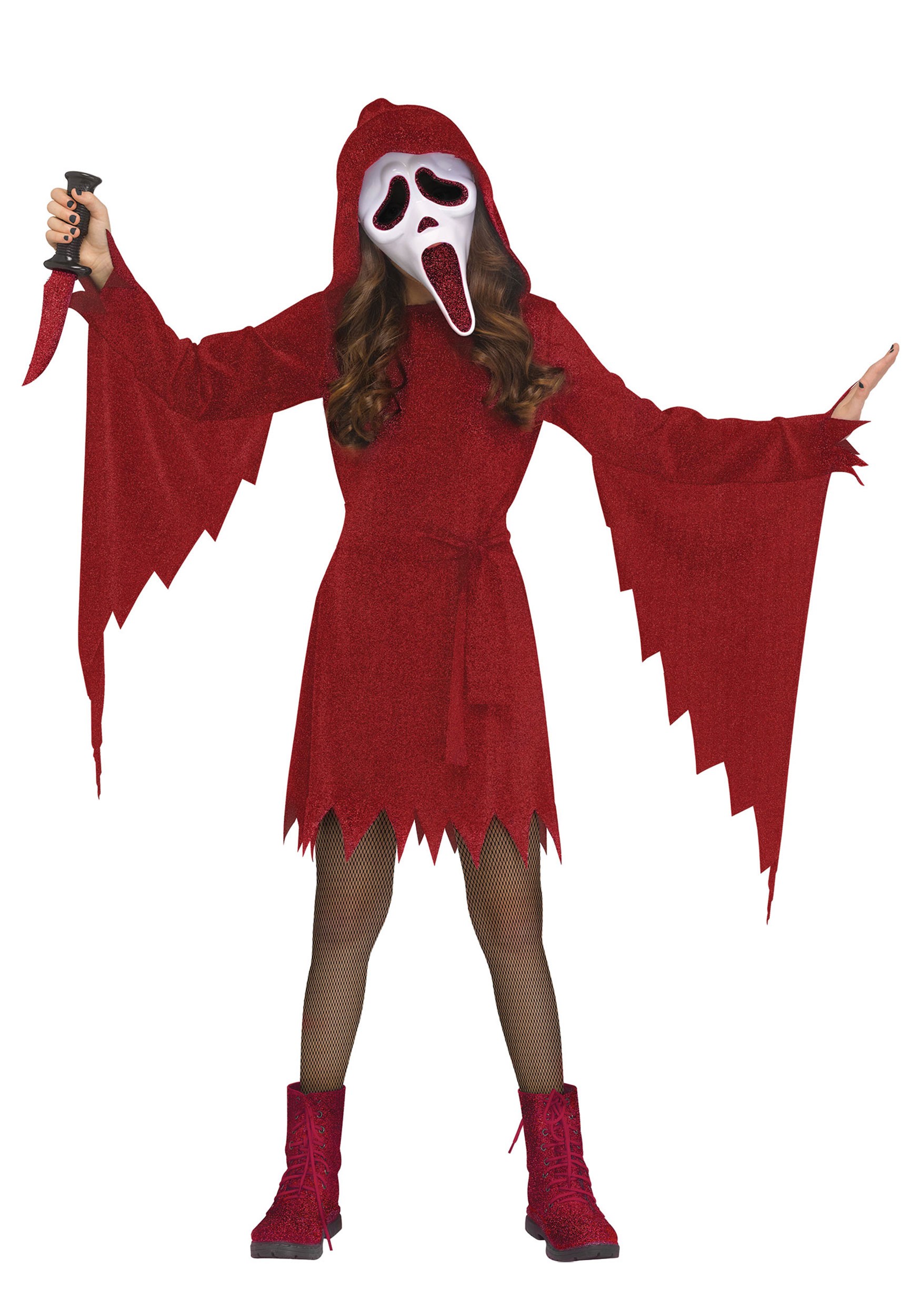 Crimson Sparkle Ghost Face Girl's Costume | Scream Costumes