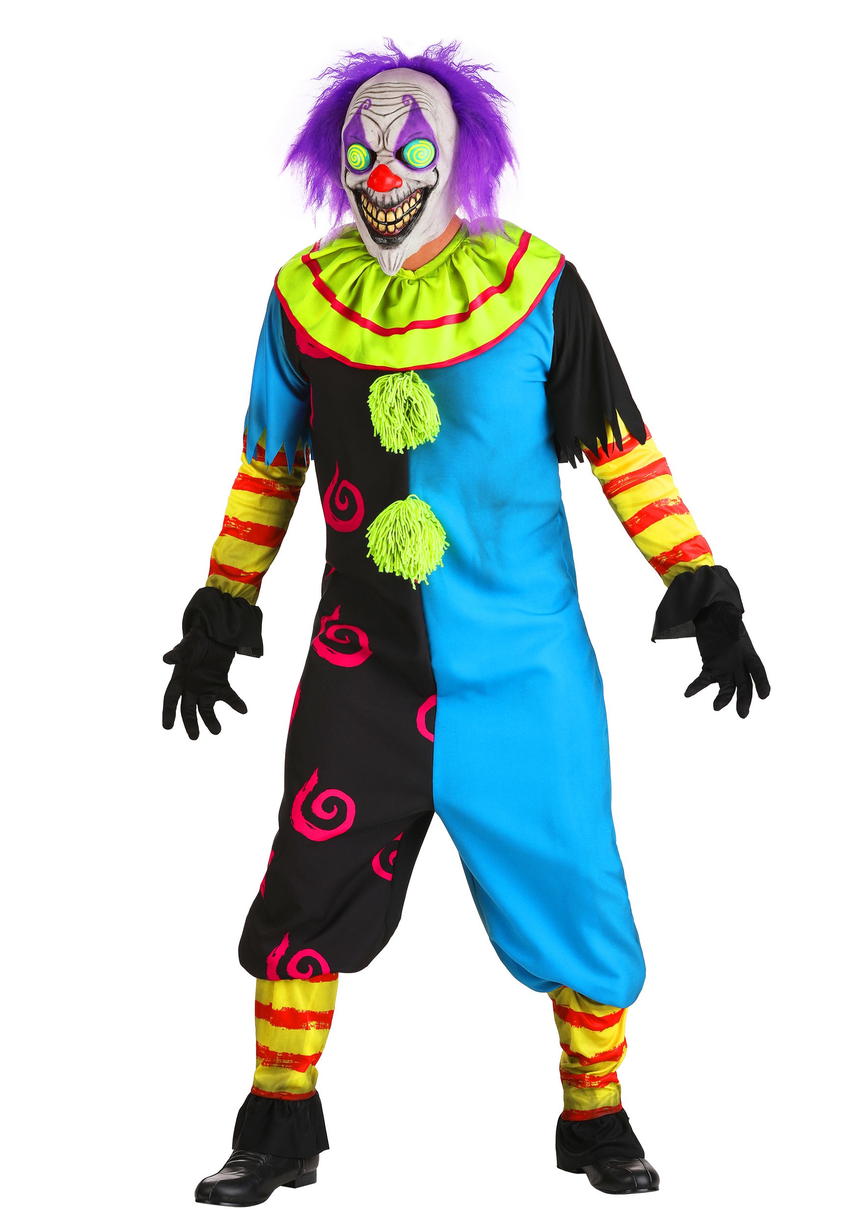 Men's Premium Scary Black Light Clown Costume | Evil Clown Costumes
