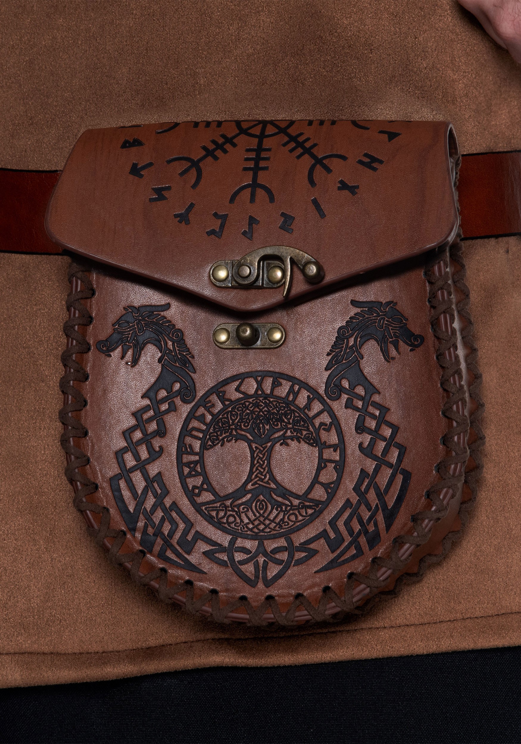 Adult Viking Faux Leather Costume Hip Bag | Viking Accessories