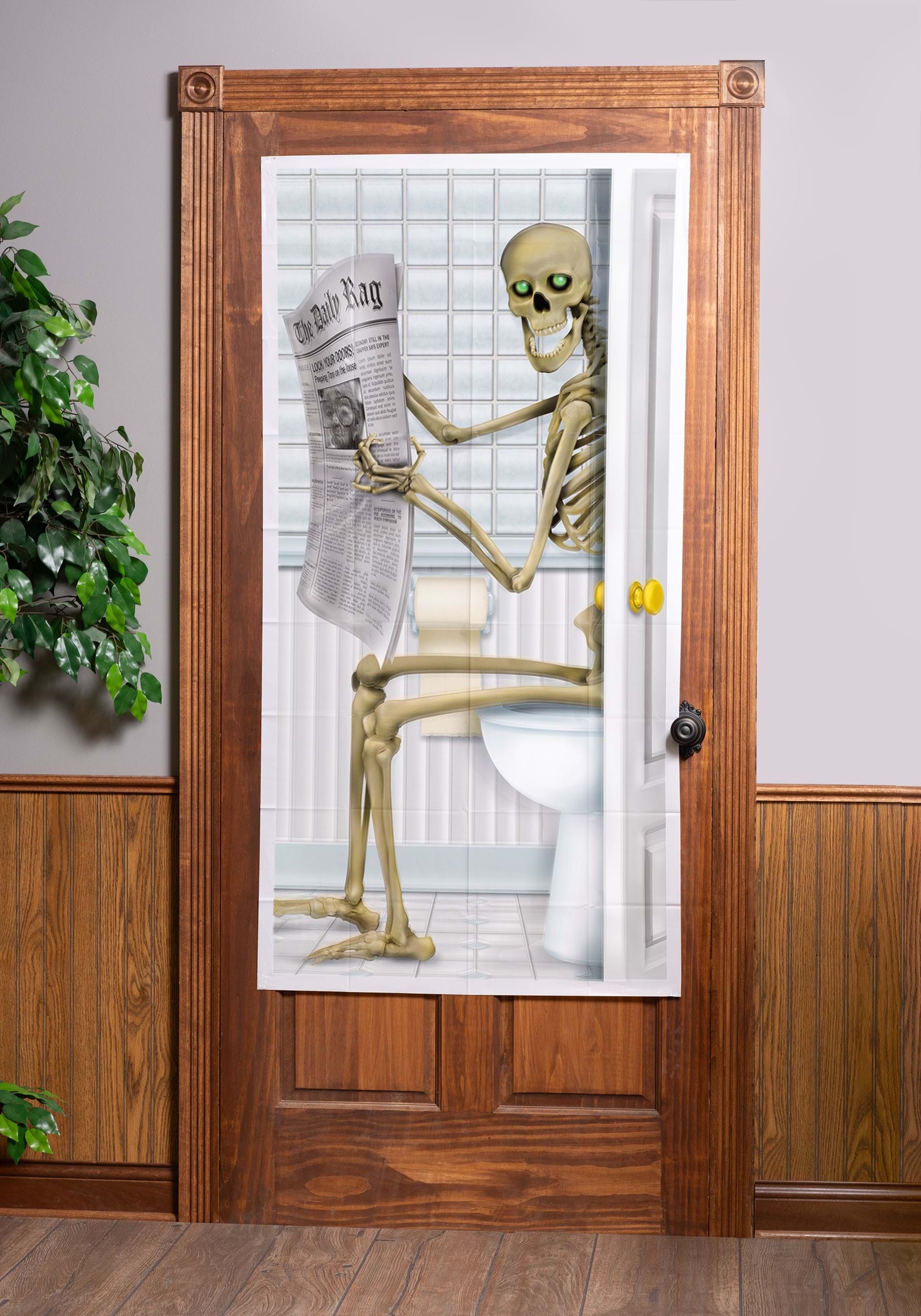 5FT Skeleton Bathroom Halloween Door Cover Decoration | Wall Decorations