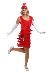 Red Flapper Fashion Dress Costume for Women