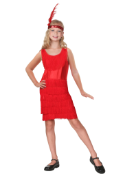 Red Fringe Flapper Costume for Kids
